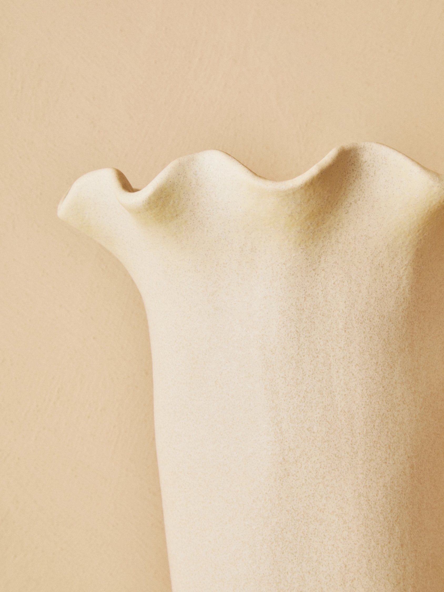 Petal Large Cream Scalloped Edge Stoneware Vase