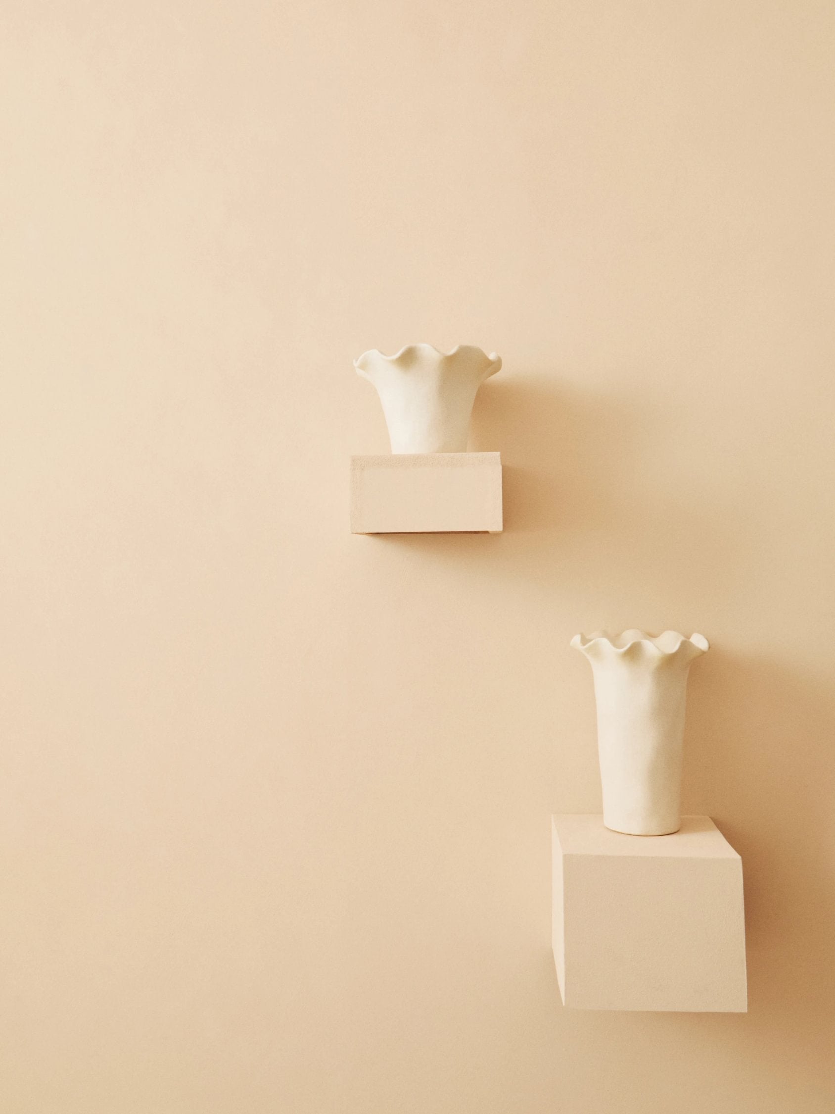 Petal Small Cream Scalloped Edge Stoneware Vase