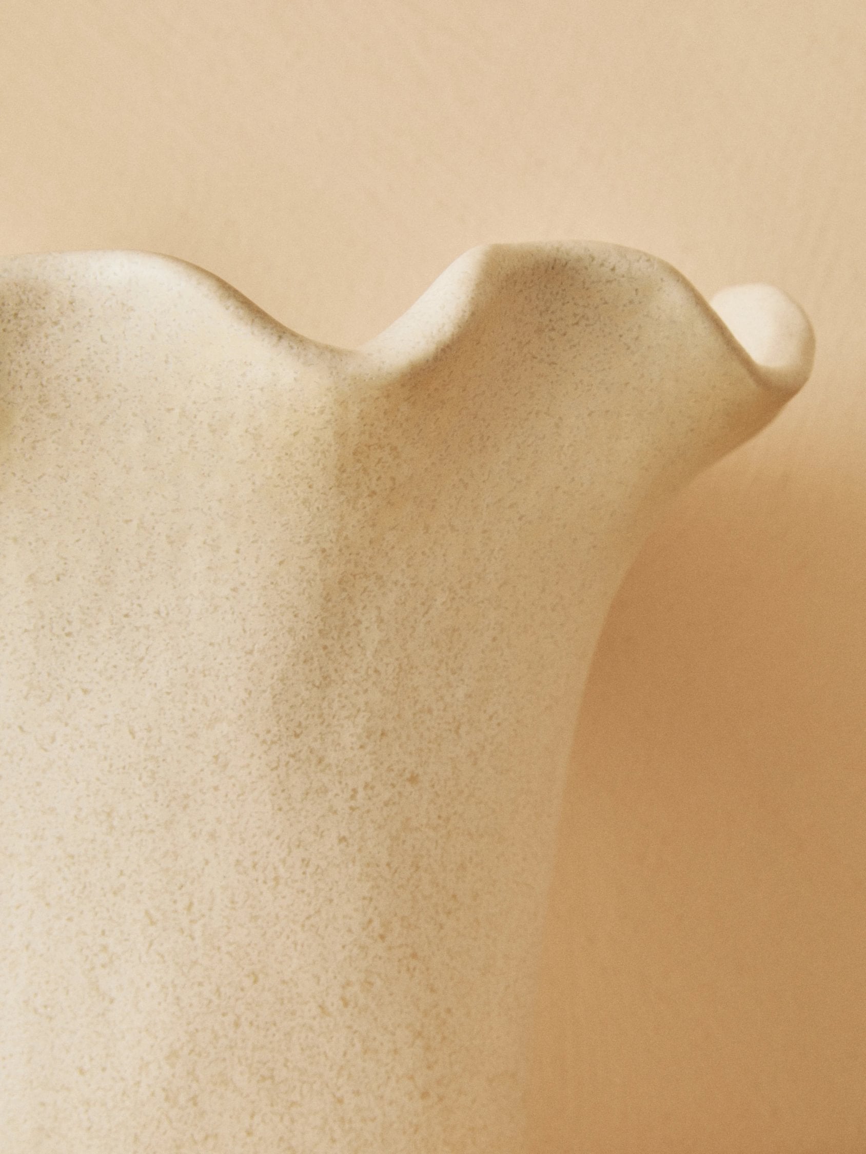 Petal Small Cream Scalloped Edge Stoneware Vase