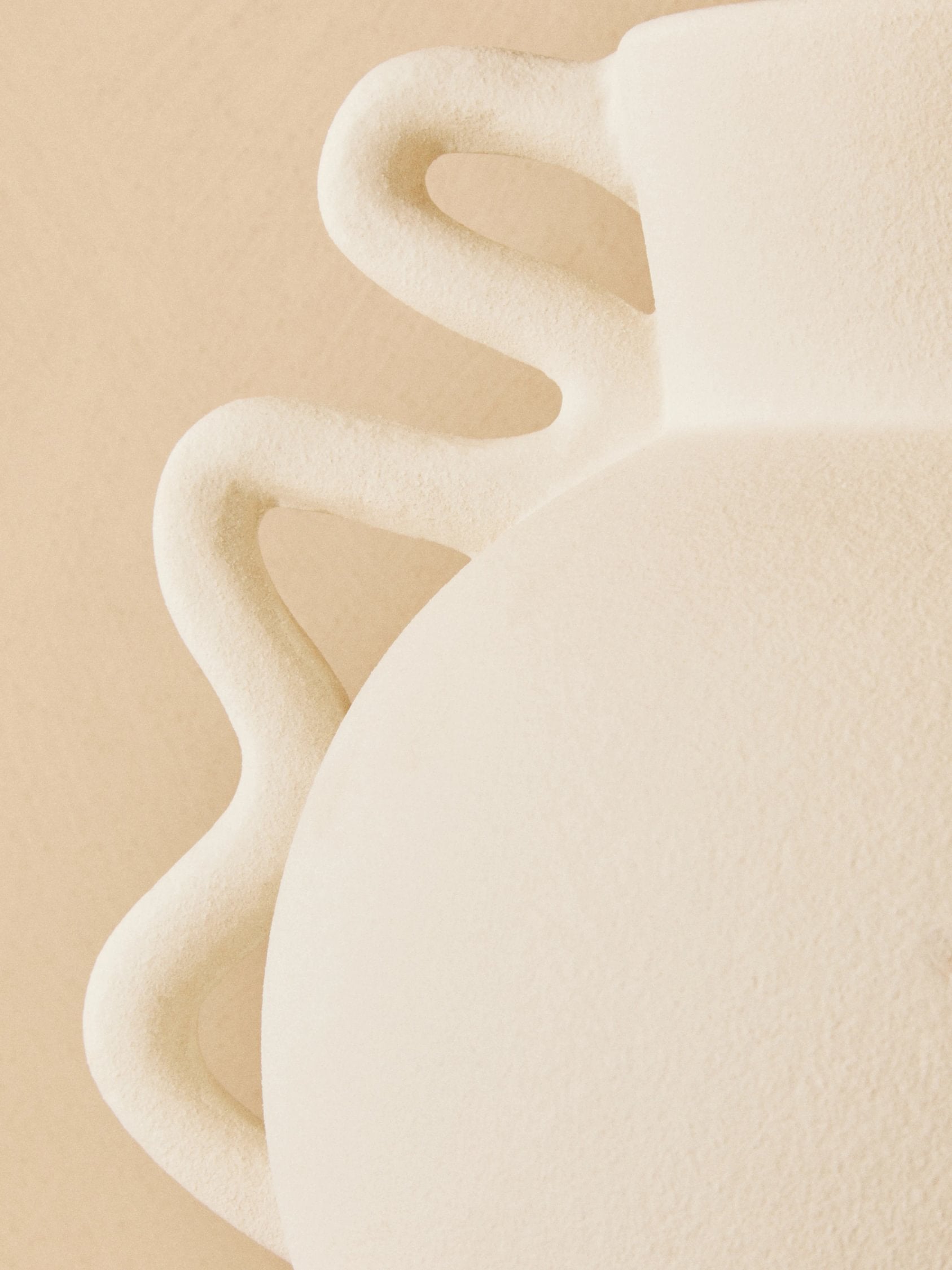Petal Small White Stoneware Abstract Handle Vase