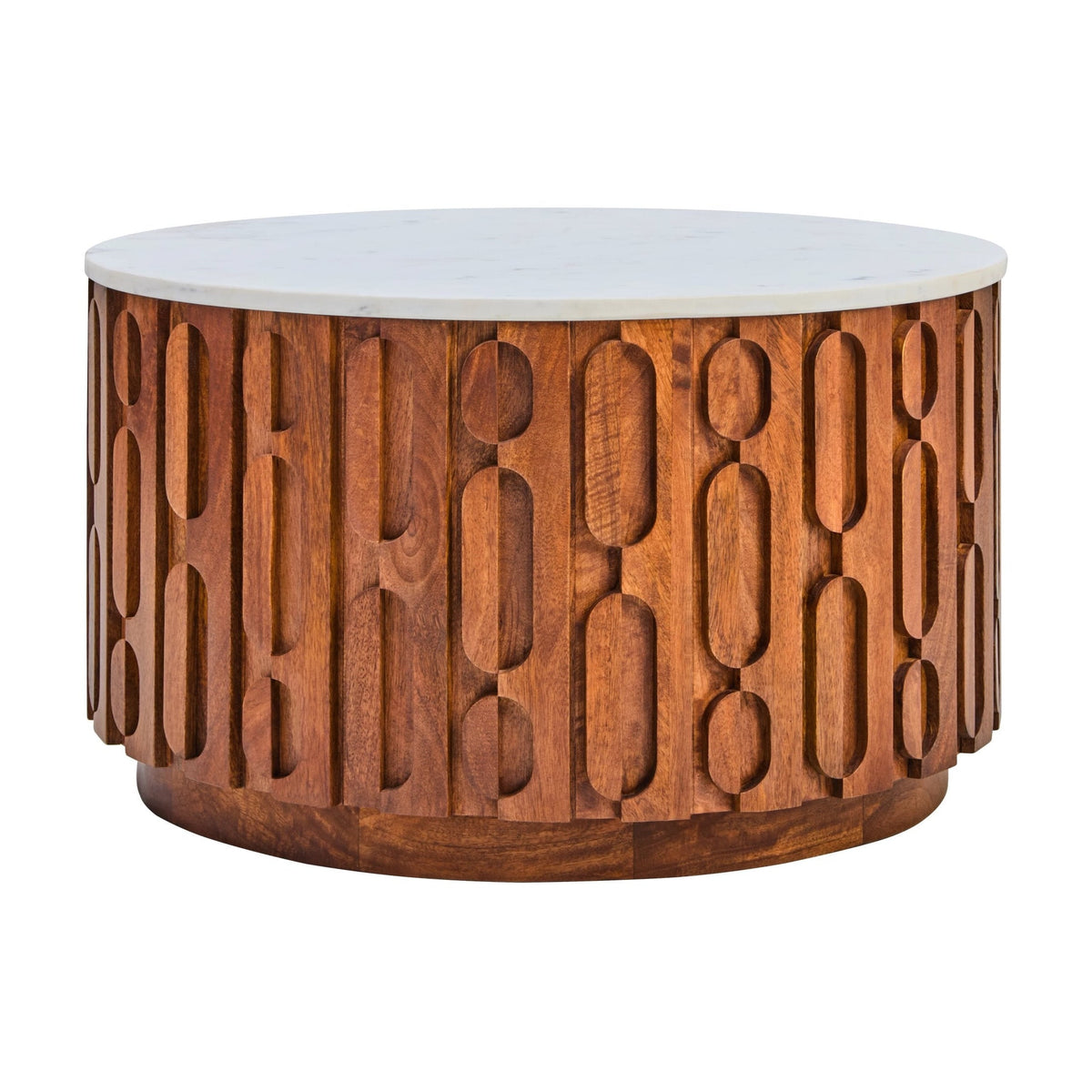 Arezzo Marble & Carved Mango Wood Round Coffee Table