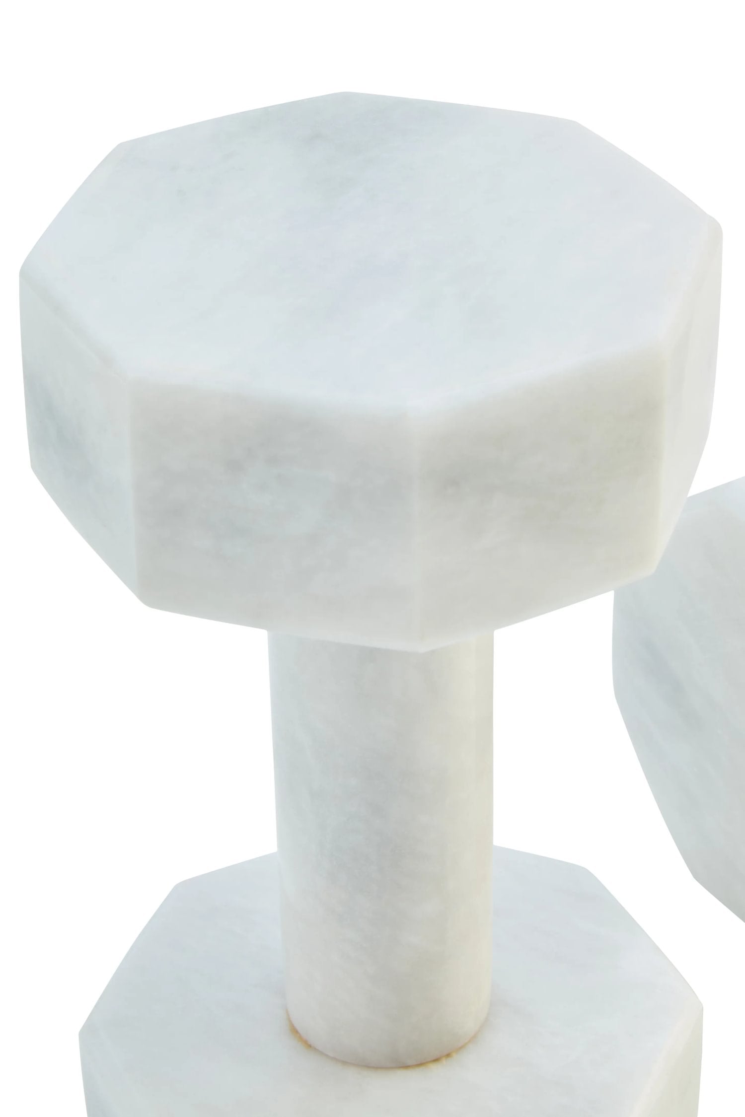 Set of 2 Palladio Decorative White Marble Dumbbells