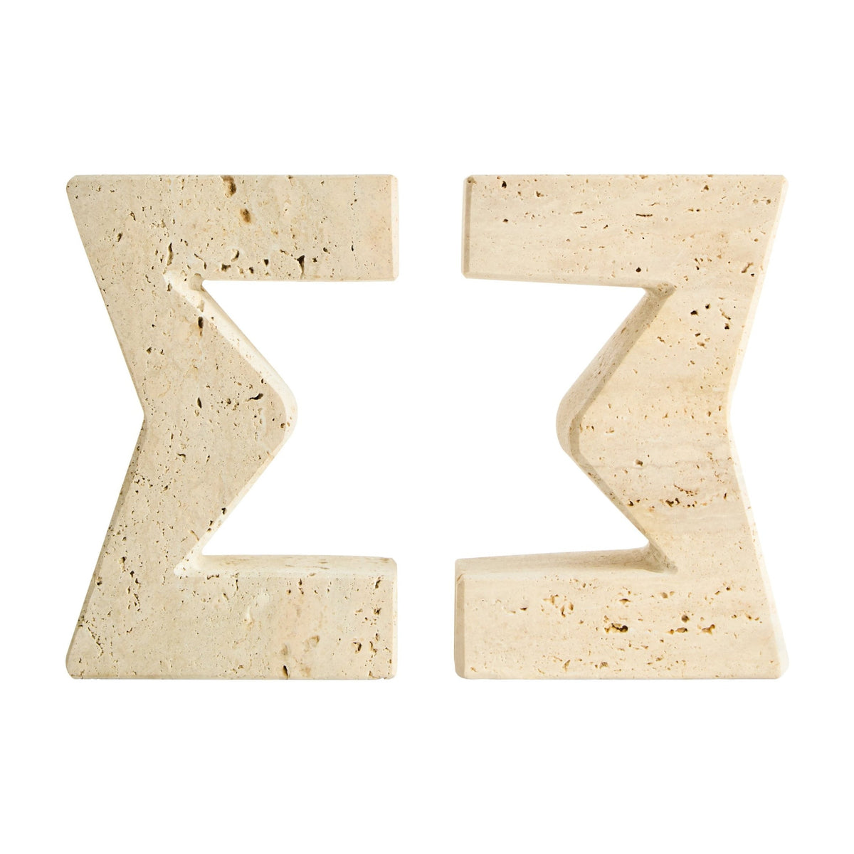 Set of 2 Terra Travertine Sigma Bookends