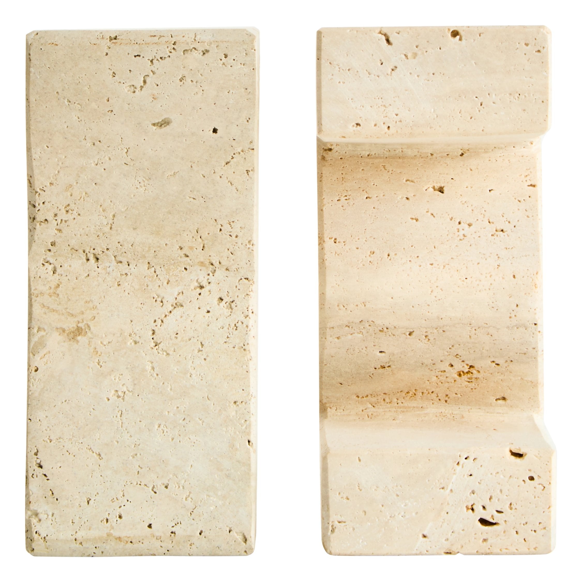 Set of 2 Terra Travertine Sigma Bookends