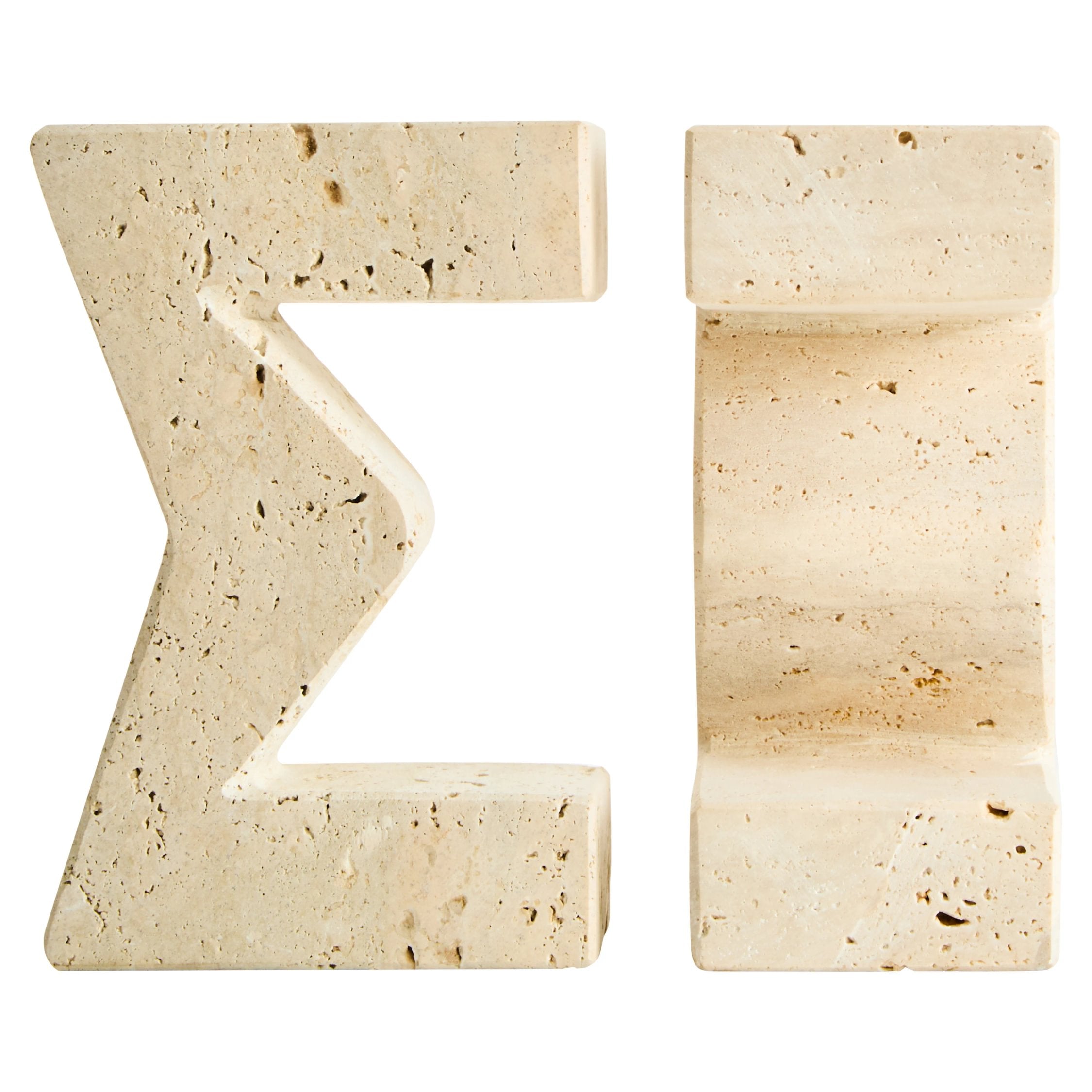 Set of 2 Terra Travertine Sigma Bookends