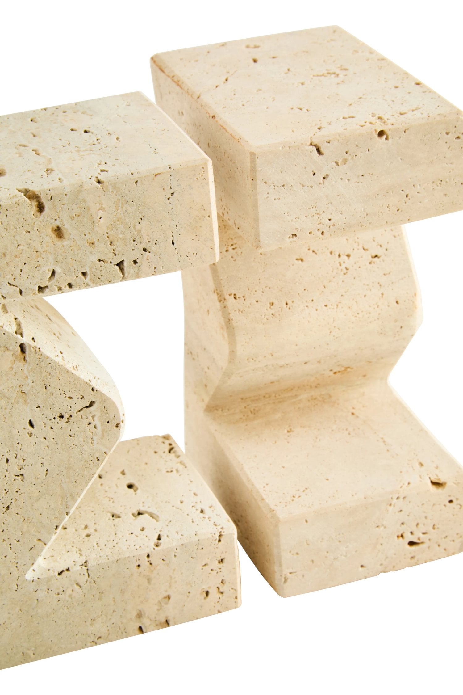 Set of 2 Terra Travertine Sigma Bookends