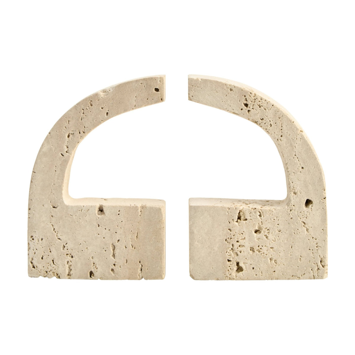 Set of 2 Terra Travertine Comma Bookends