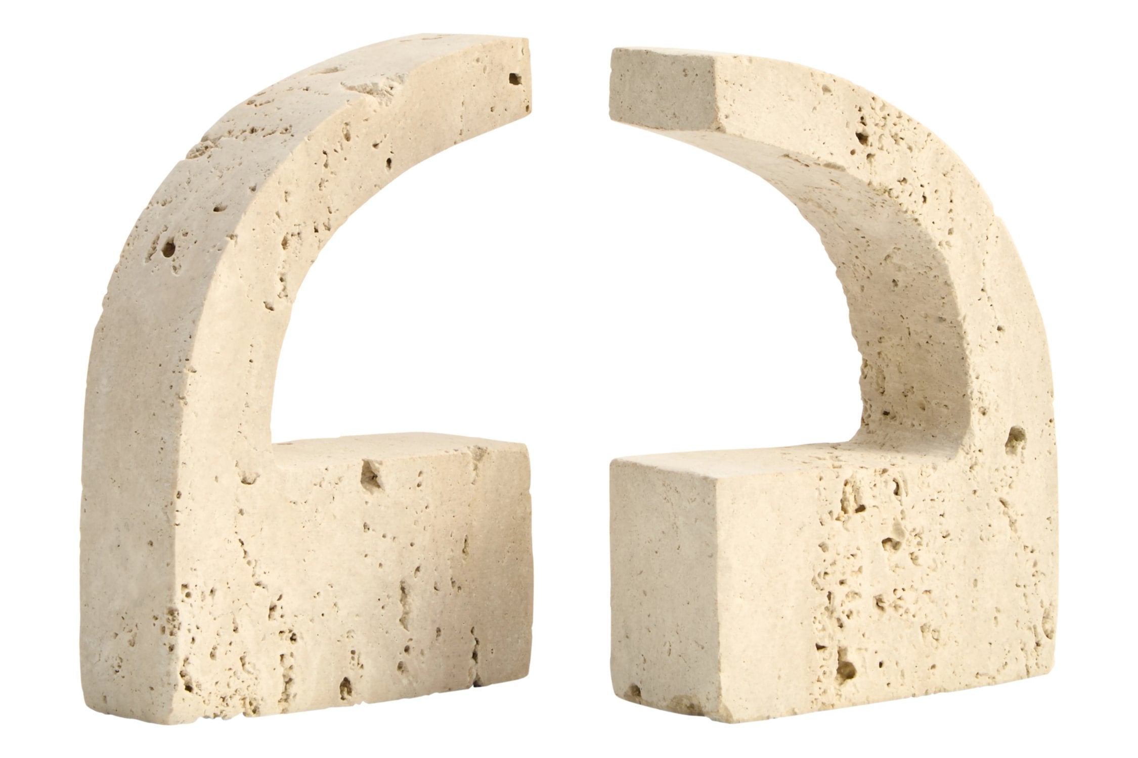 Set of 2 Terra Travertine Comma Bookends