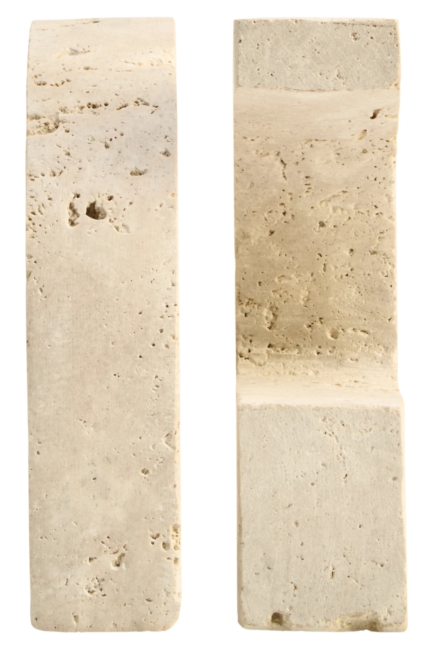 Set of 2 Terra Travertine Comma Bookends