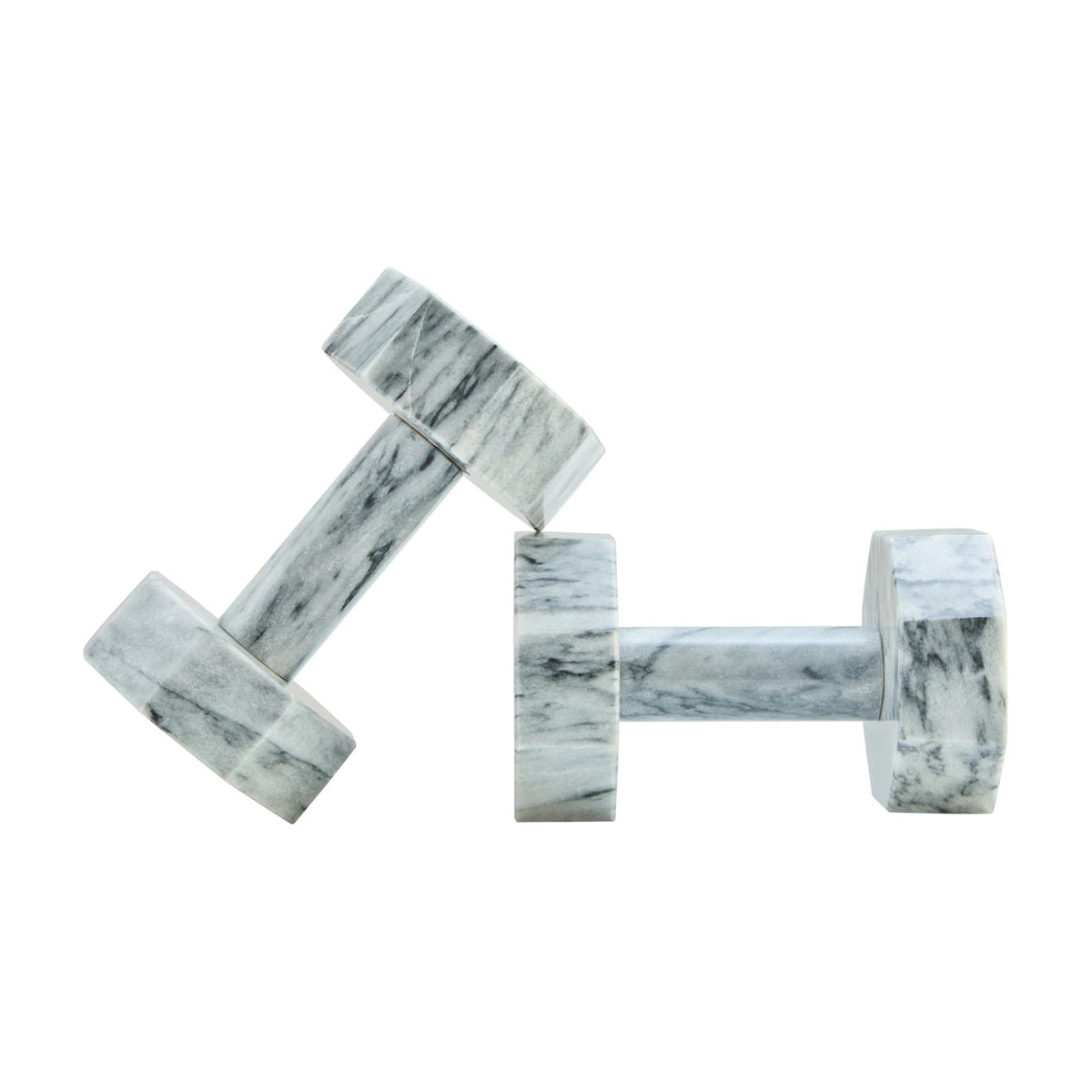 Set of 2 Palladio Decorative Grey Marble Dumbbells