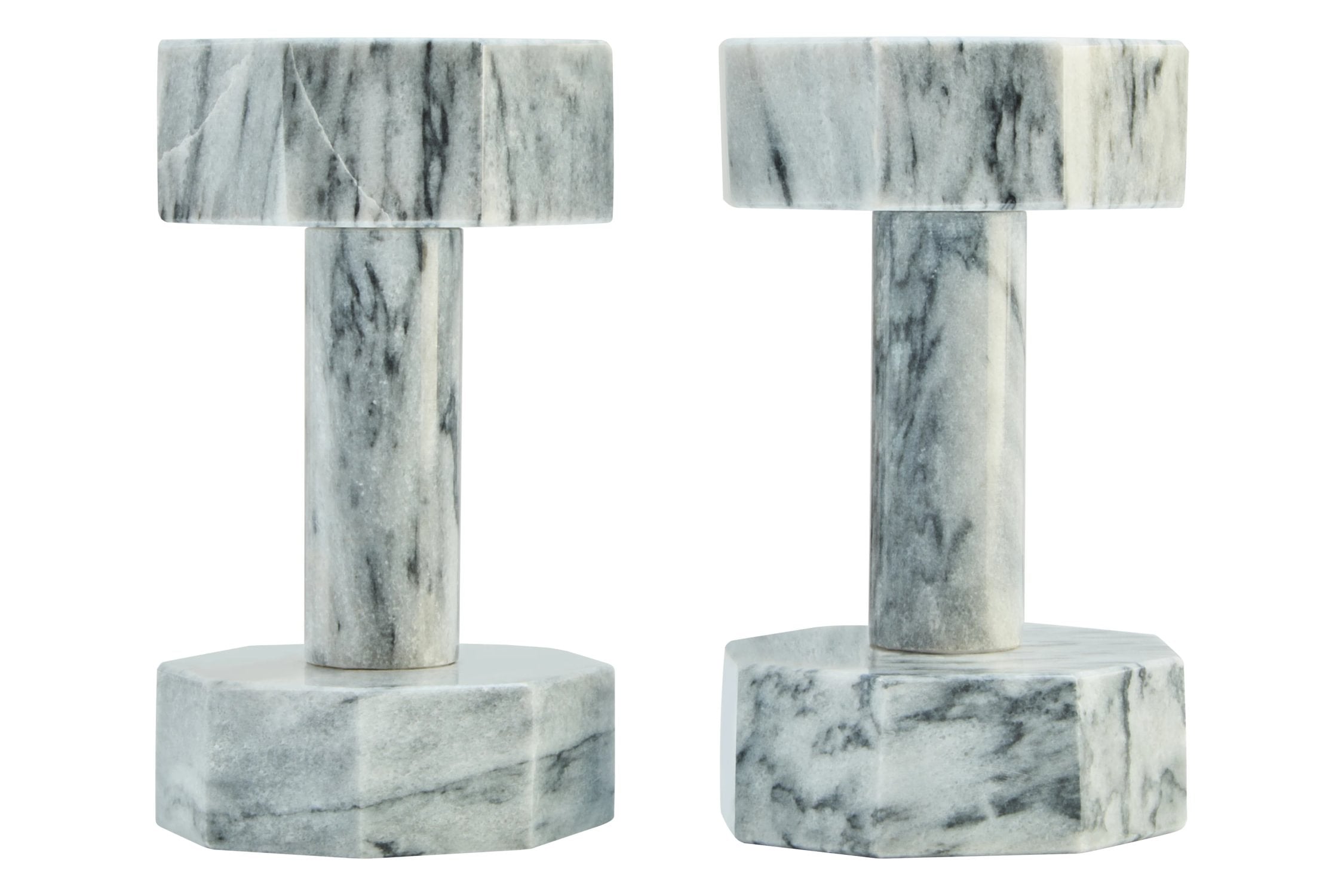 Set of 2 Palladio Decorative Grey Marble Dumbbells