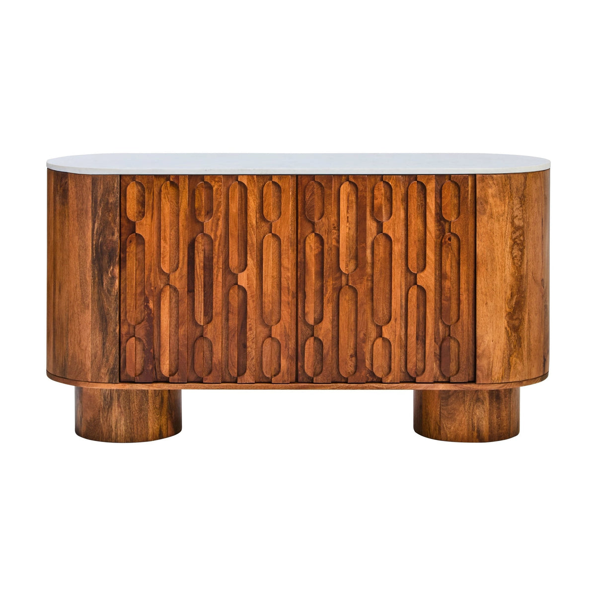 Arezzo Marble & Carved Mango Wood 2 Door Sideboard