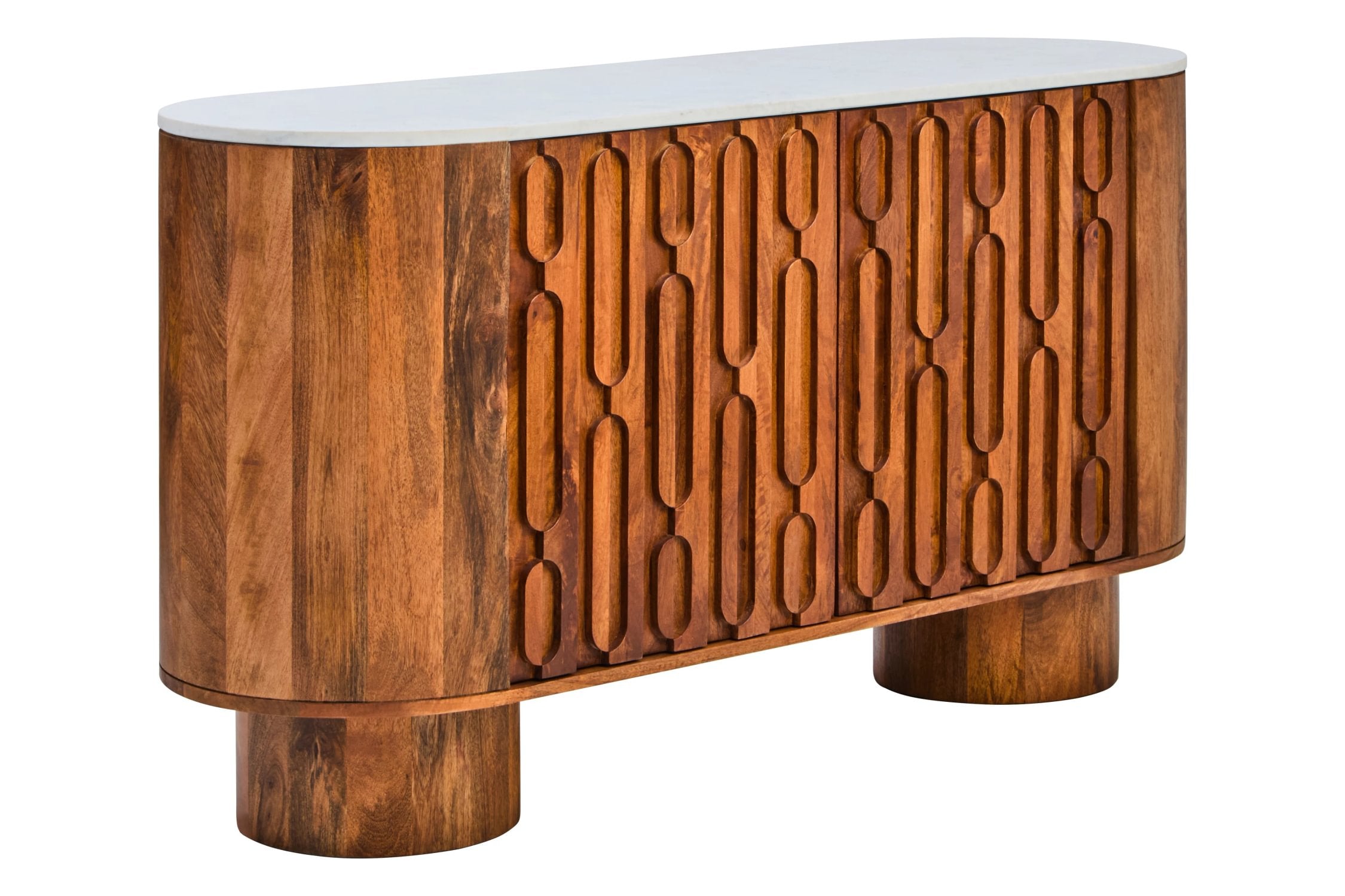 Arezzo Marble & Carved Mango Wood 2 Door Sideboard