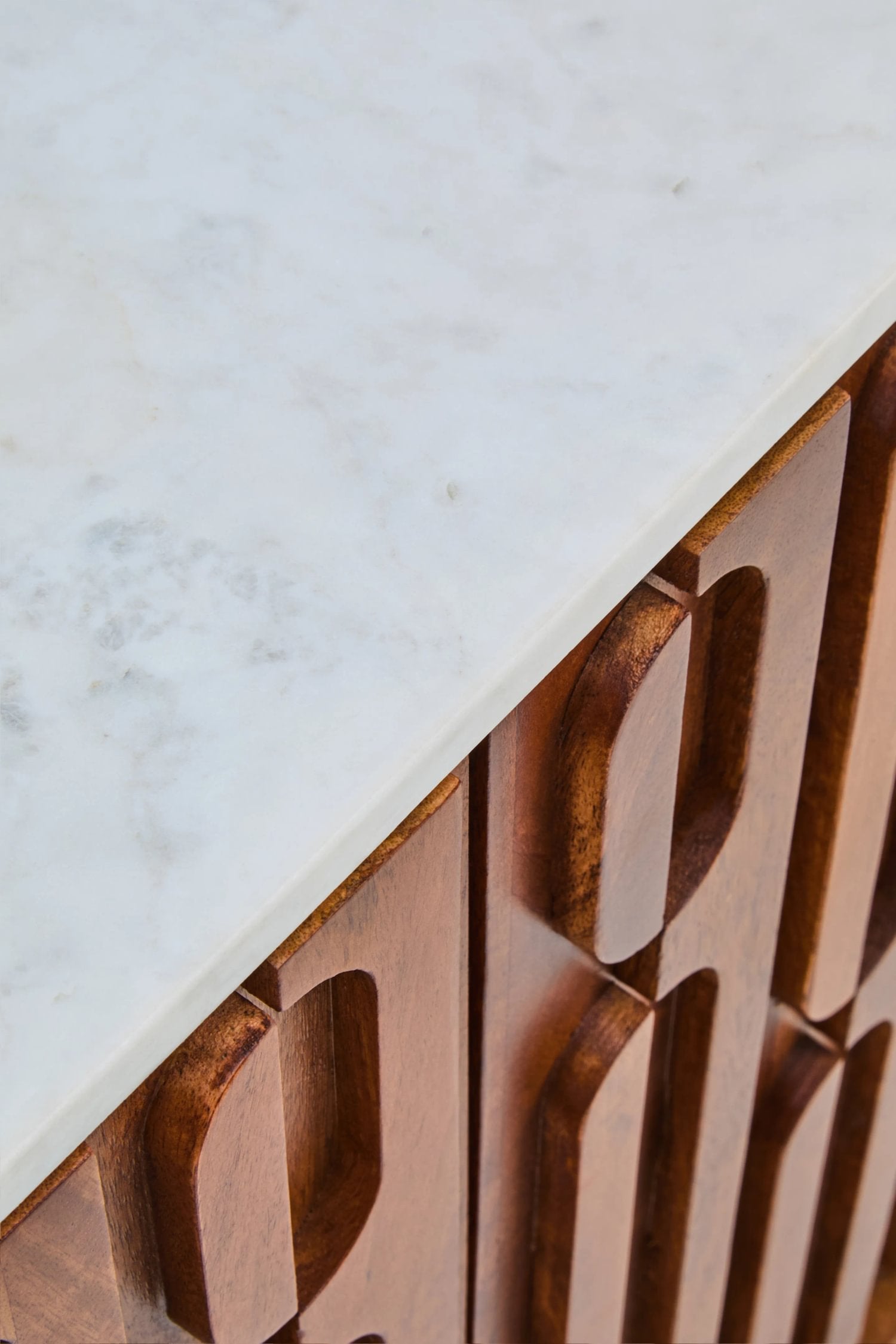 Arezzo Marble & Carved Mango Wood 2 Door Sideboard
