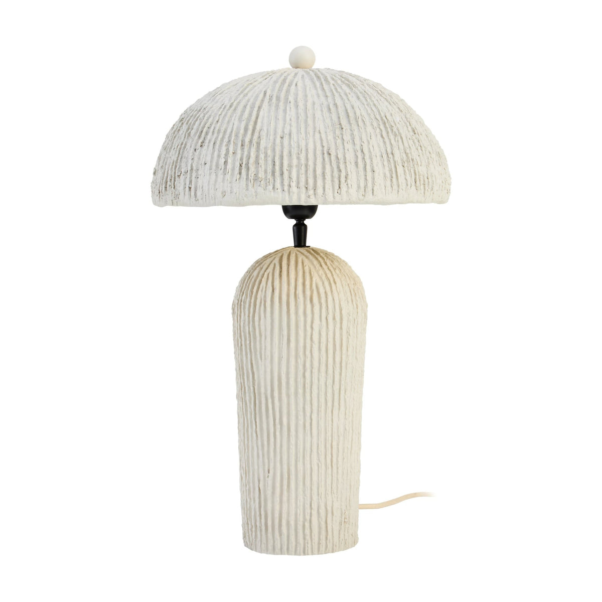 Folio Oatmeal Etched Linear Design Papier Mache Domed Table Lamp