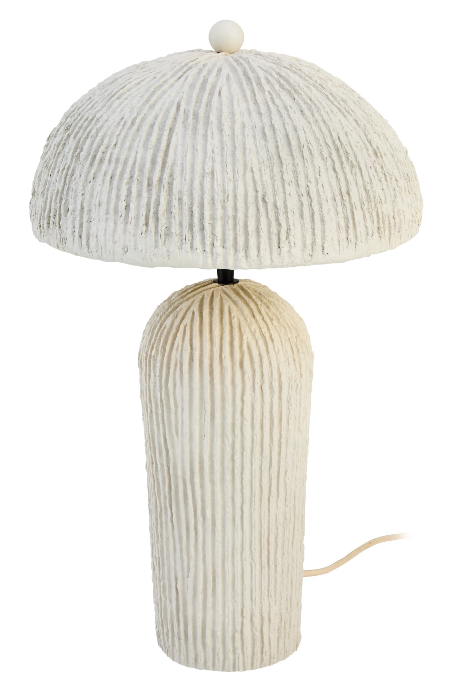 Folio Oatmeal Etched Linear Design Papier Mache Domed Table Lamp