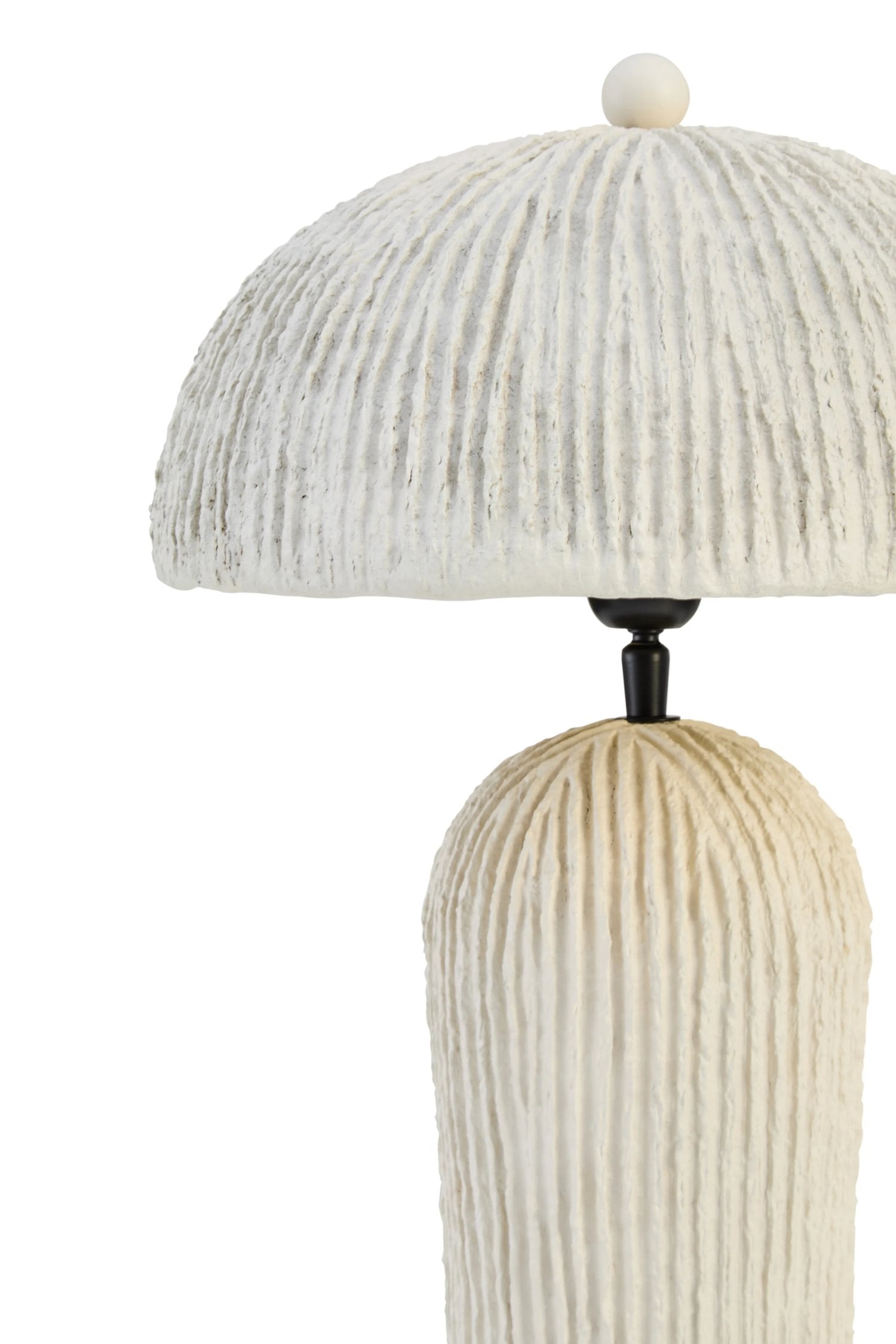 Folio Oatmeal Etched Linear Design Papier Mache Domed Table Lamp