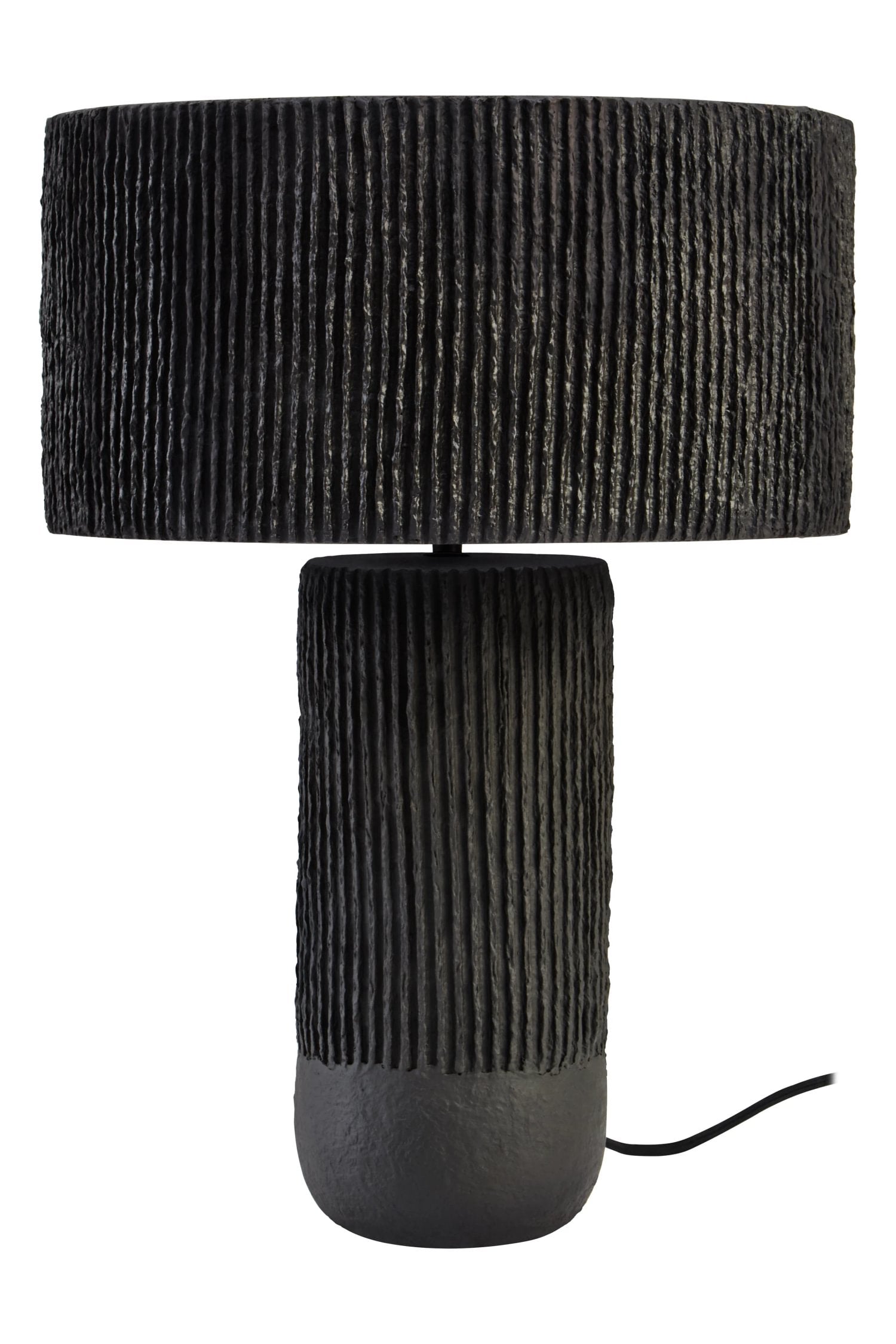 Folio Black Etched Linear Design Papier Mache Table Lamp