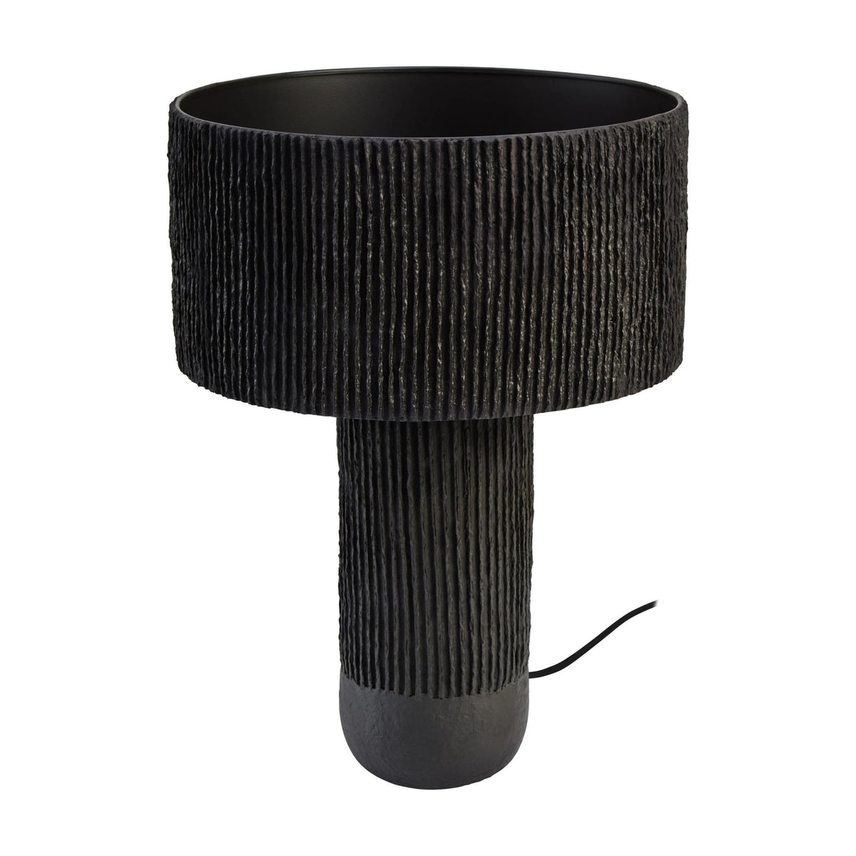 Folio Black Etched Linear Design Papier Mache Table Lamp