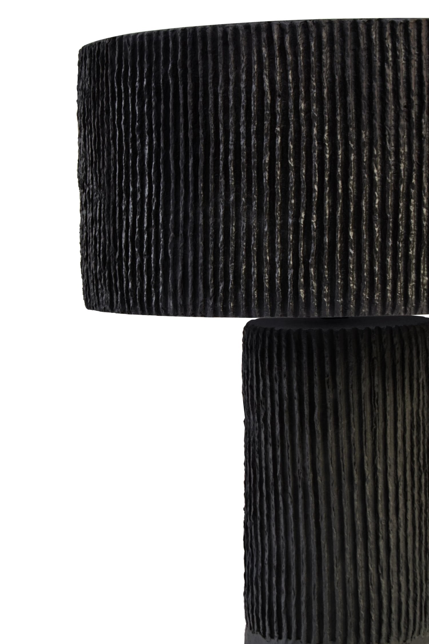 Folio Black Etched Linear Design Papier Mache Table Lamp