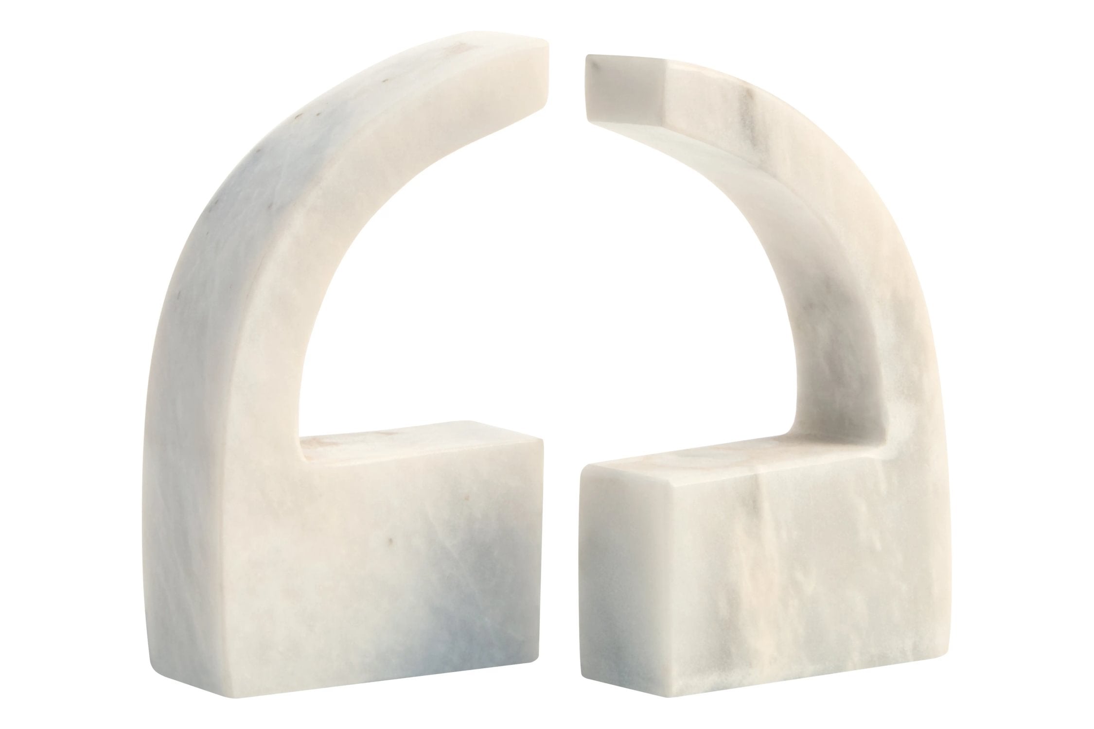 Set of 2 Palladio White Marble Comma Bookends