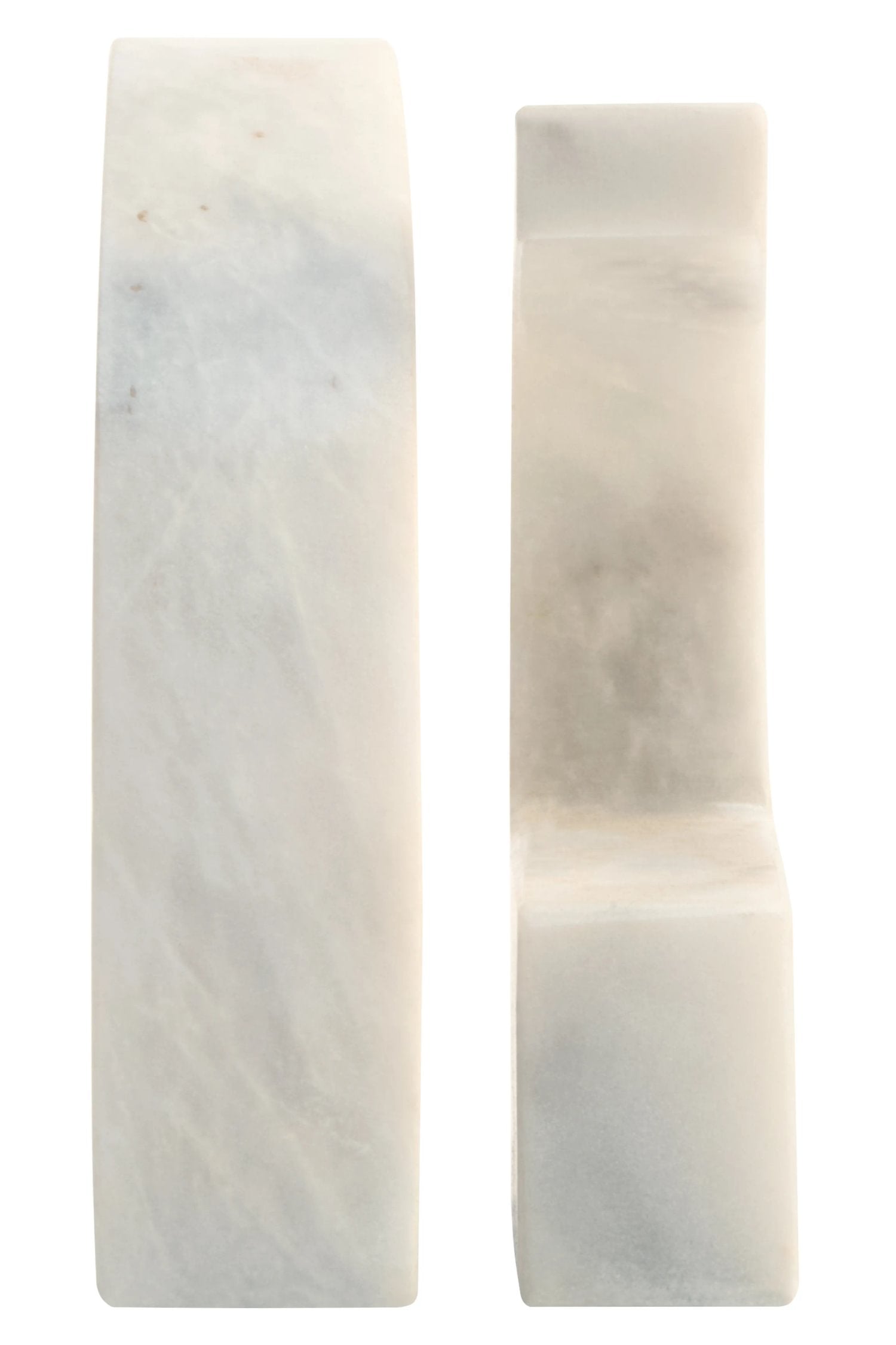 Set of 2 Palladio White Marble Comma Bookends