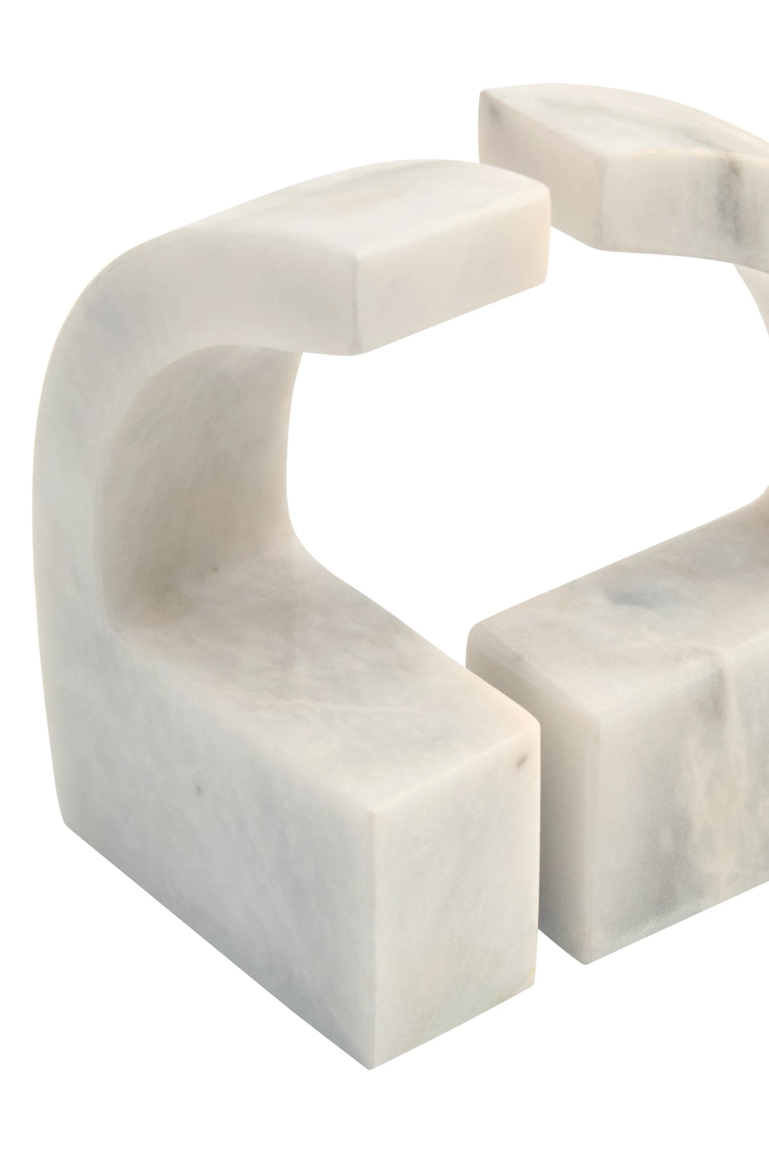 Set of 2 Palladio White Marble Comma Bookends