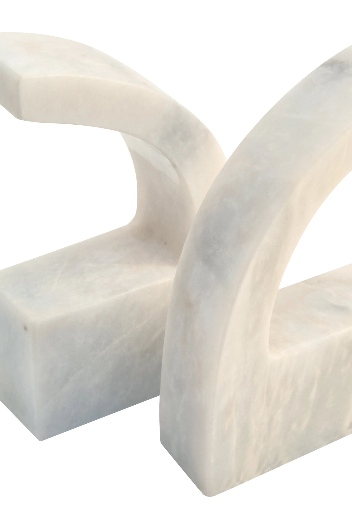 Set of 2 Palladio White Marble Comma Bookends