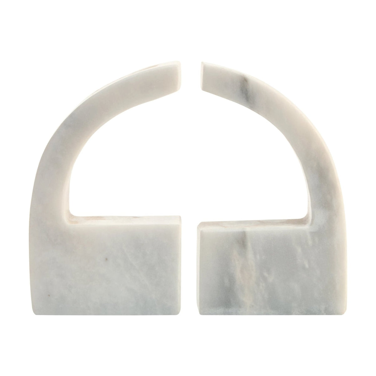 Set of 2 Palladio White Marble Comma Bookends