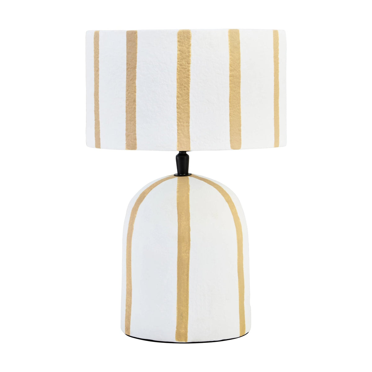 Folio Brown & White Striped Papier Mache Table Lamp