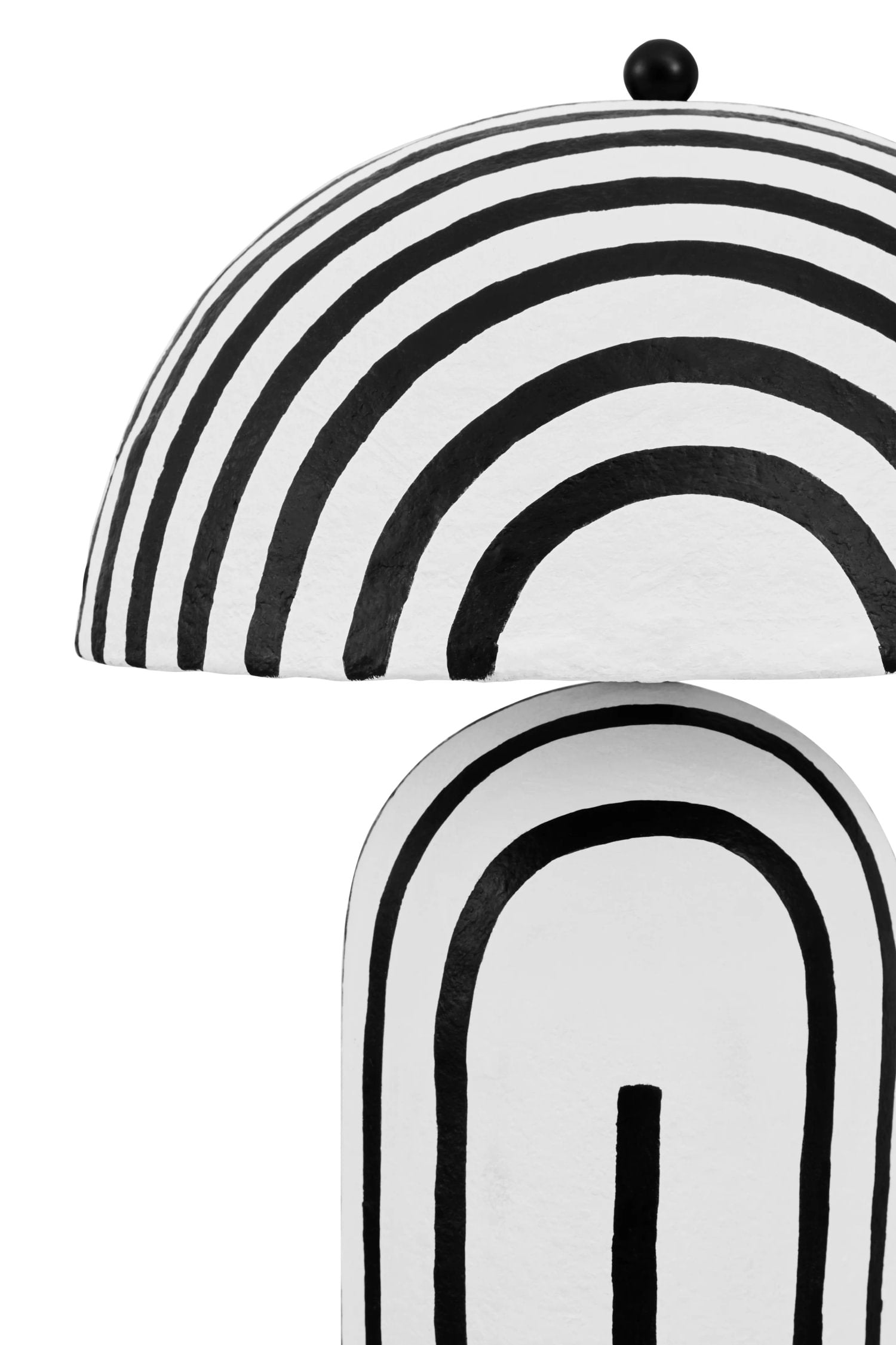 Folio Black & White Striped Papier Mache Dome Floor Lamp