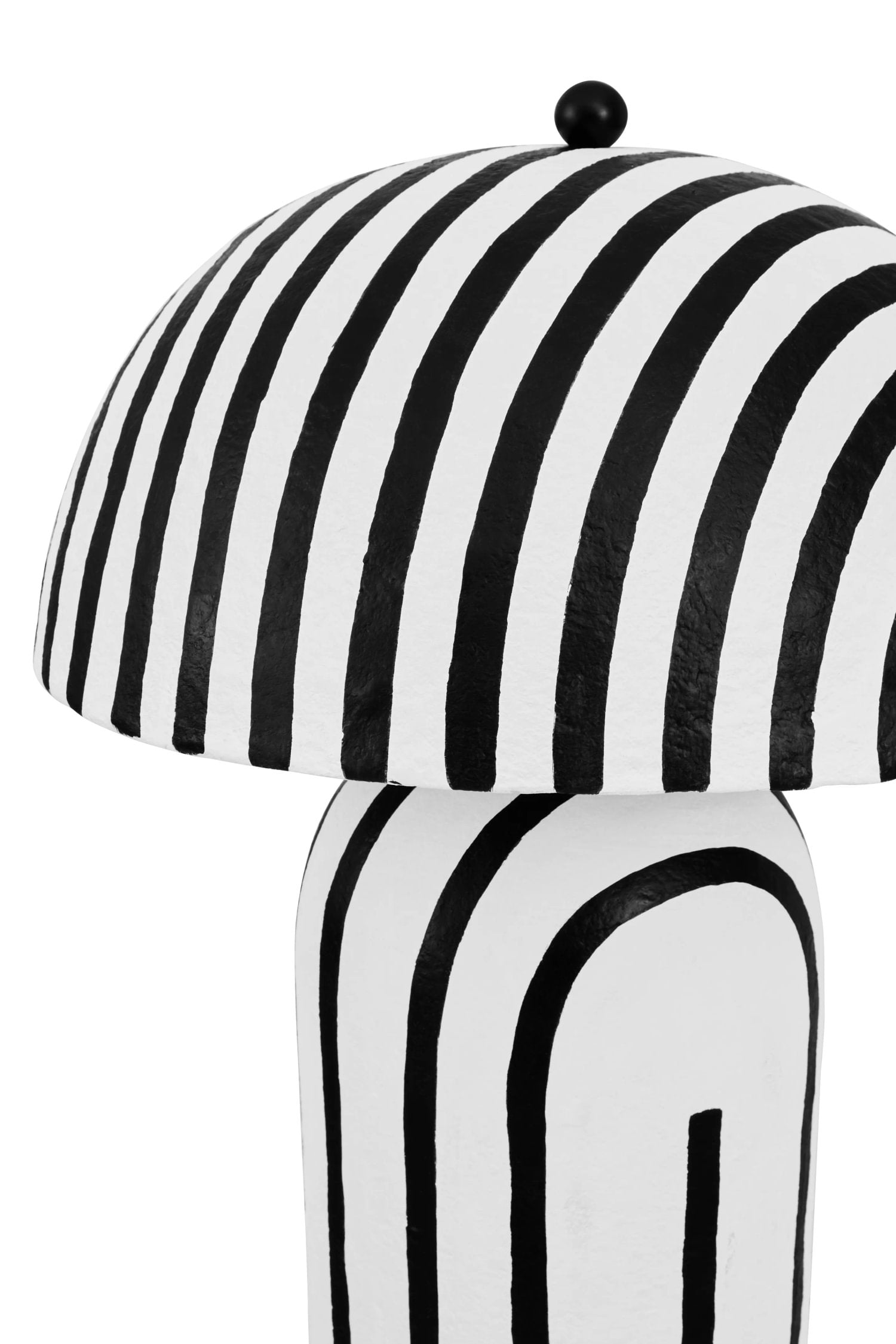 Folio Black & White Striped Papier Mache Dome Floor Lamp