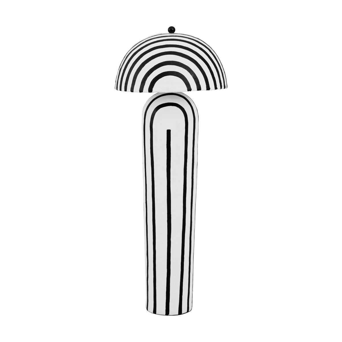 Folio Black & White Striped Papier Mache Dome Floor Lamp