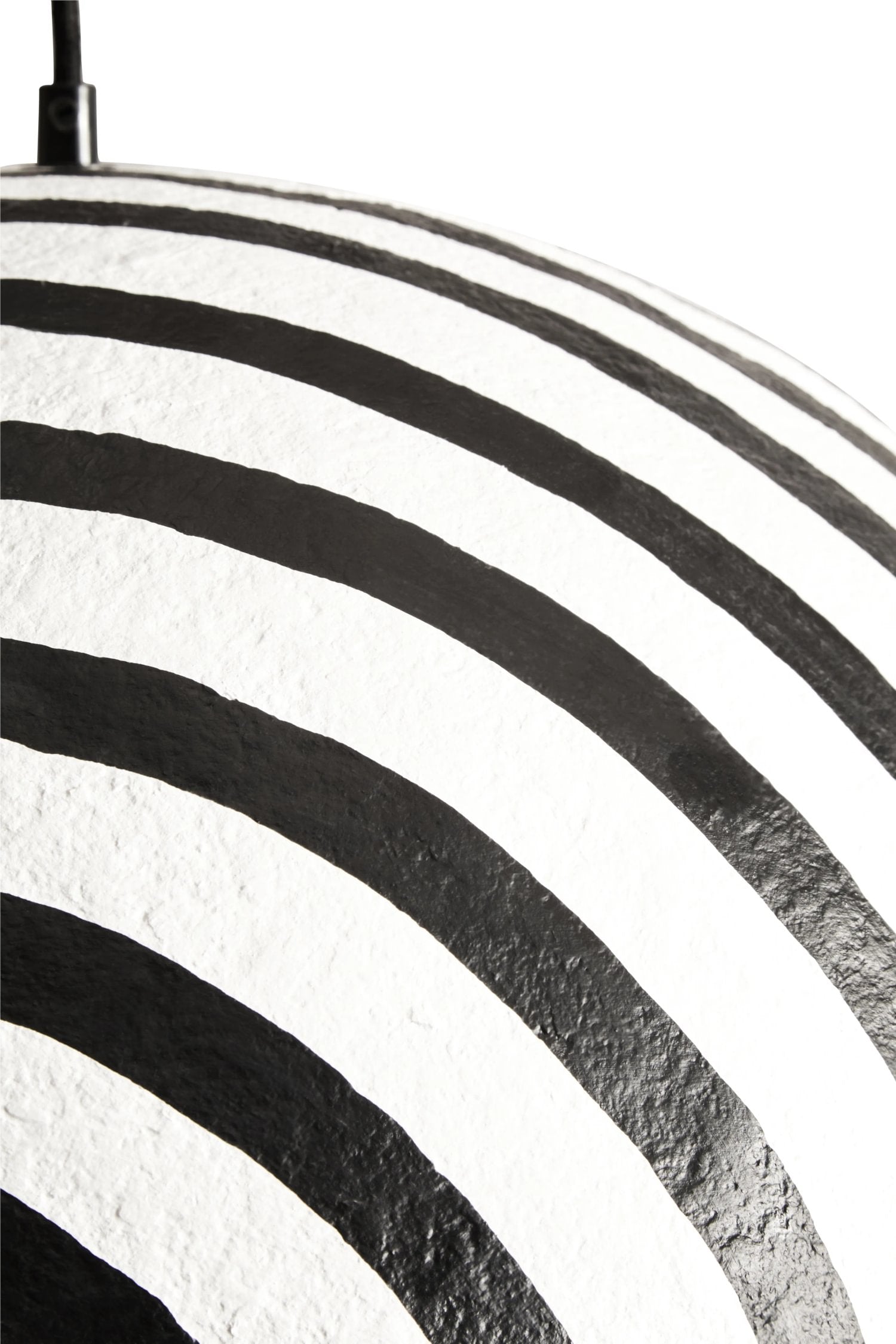 Folio Black & White Striped Papier Mache Domed Pendant Light