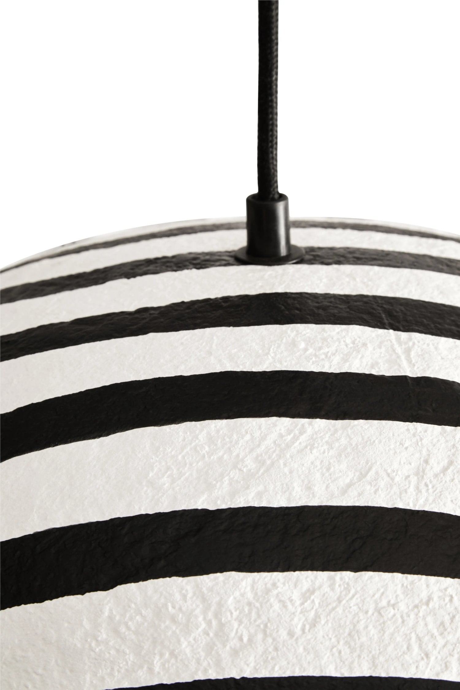 Folio Black & White Striped Papier Mache Domed Pendant Light