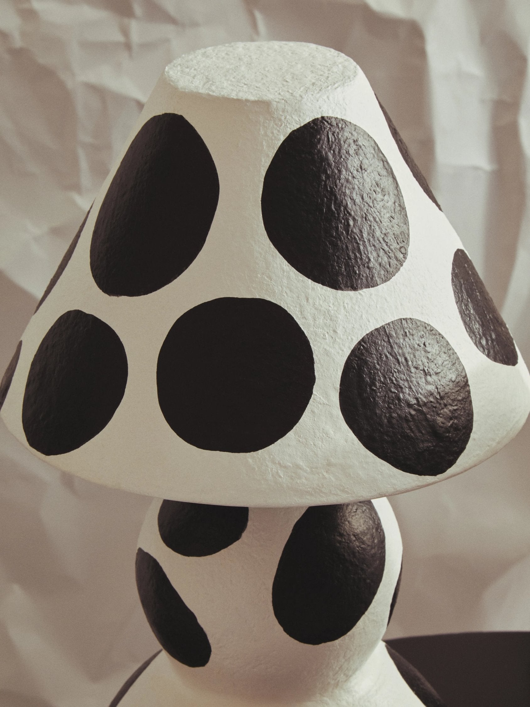 Folio Black & White Polka Dot Papier Mache Table Lamp