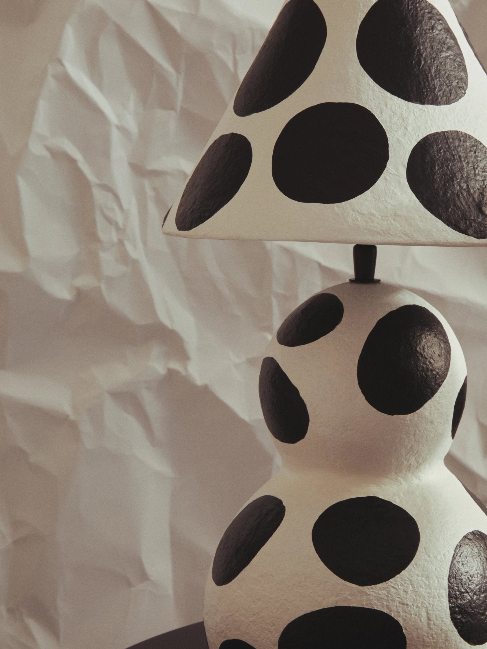 Folio Black & White Polka Dot Papier Mache Table Lamp