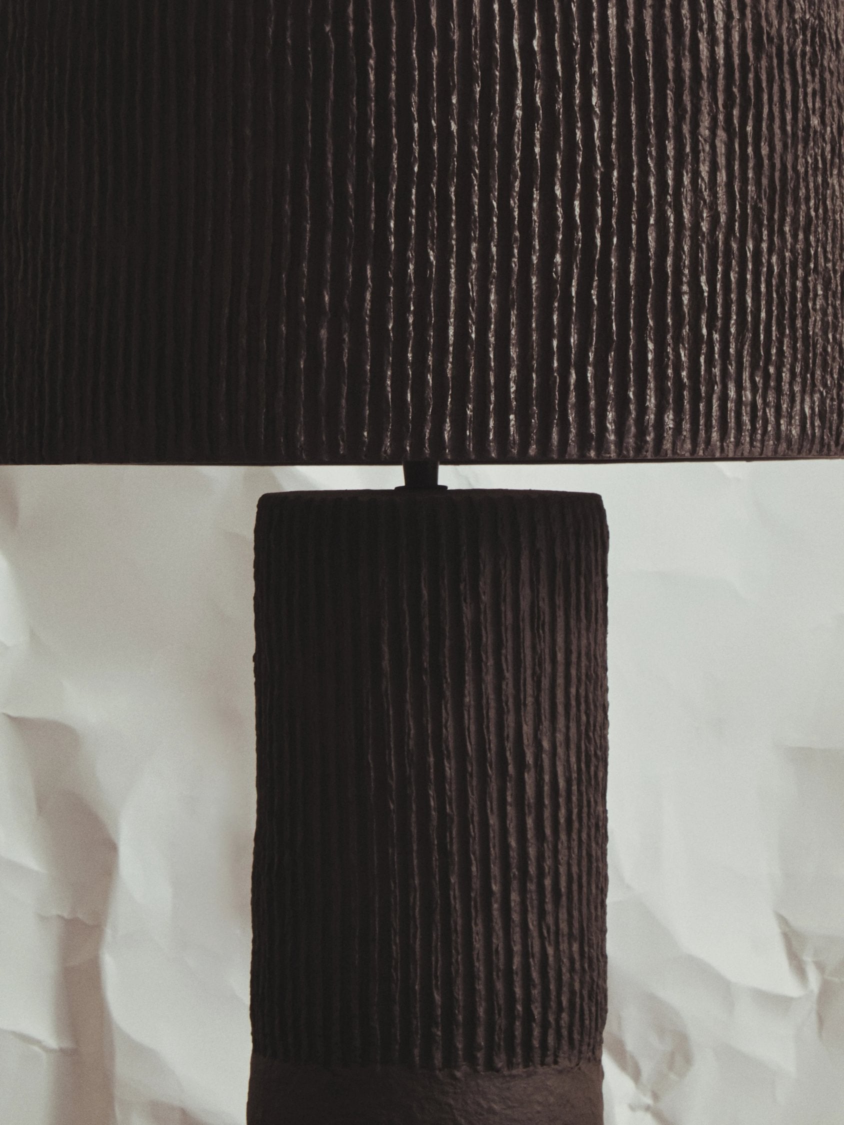 Folio Black Etched Linear Design Papier Mache Table Lamp