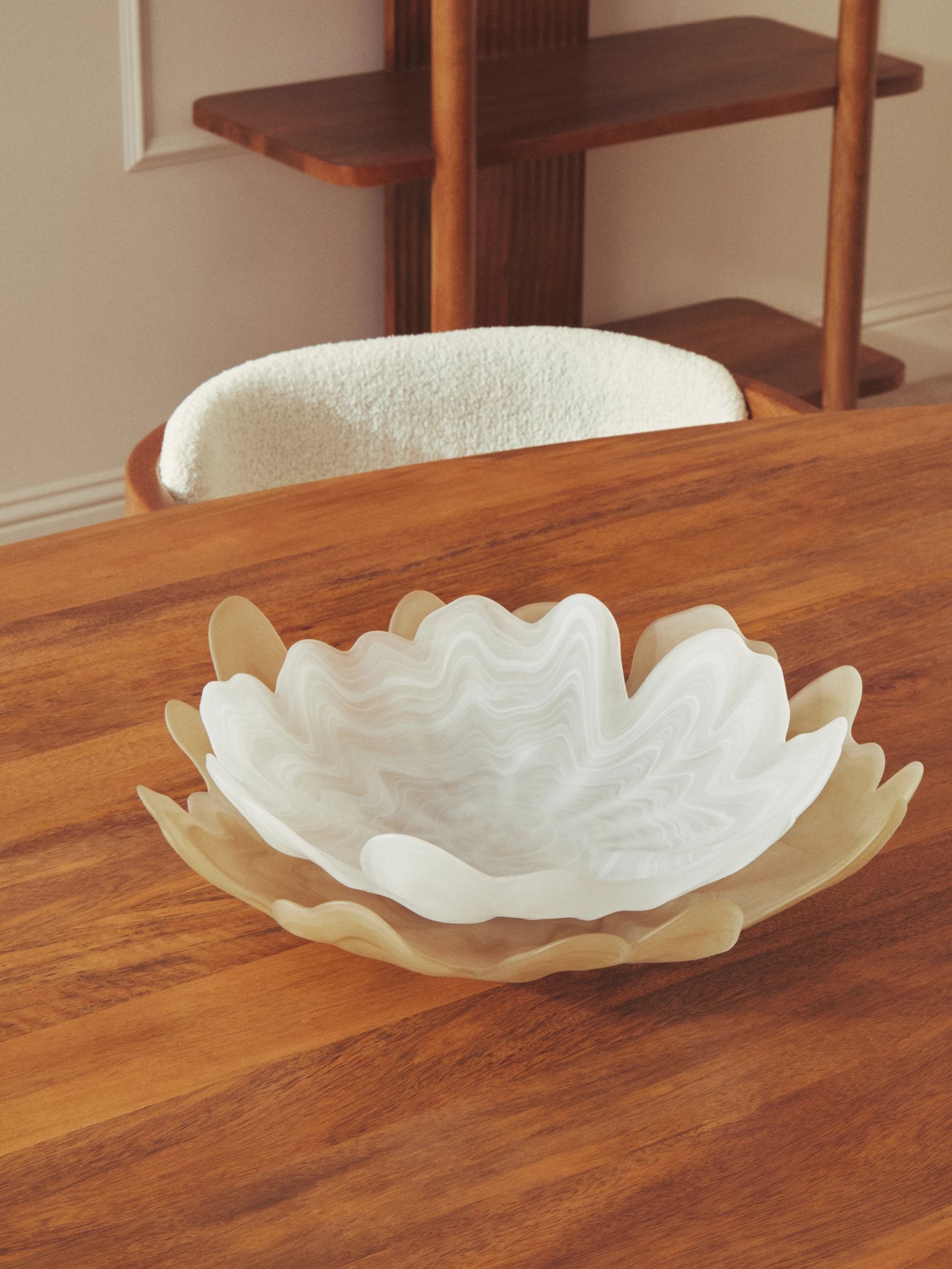 Flume Fluted White Glass Plate