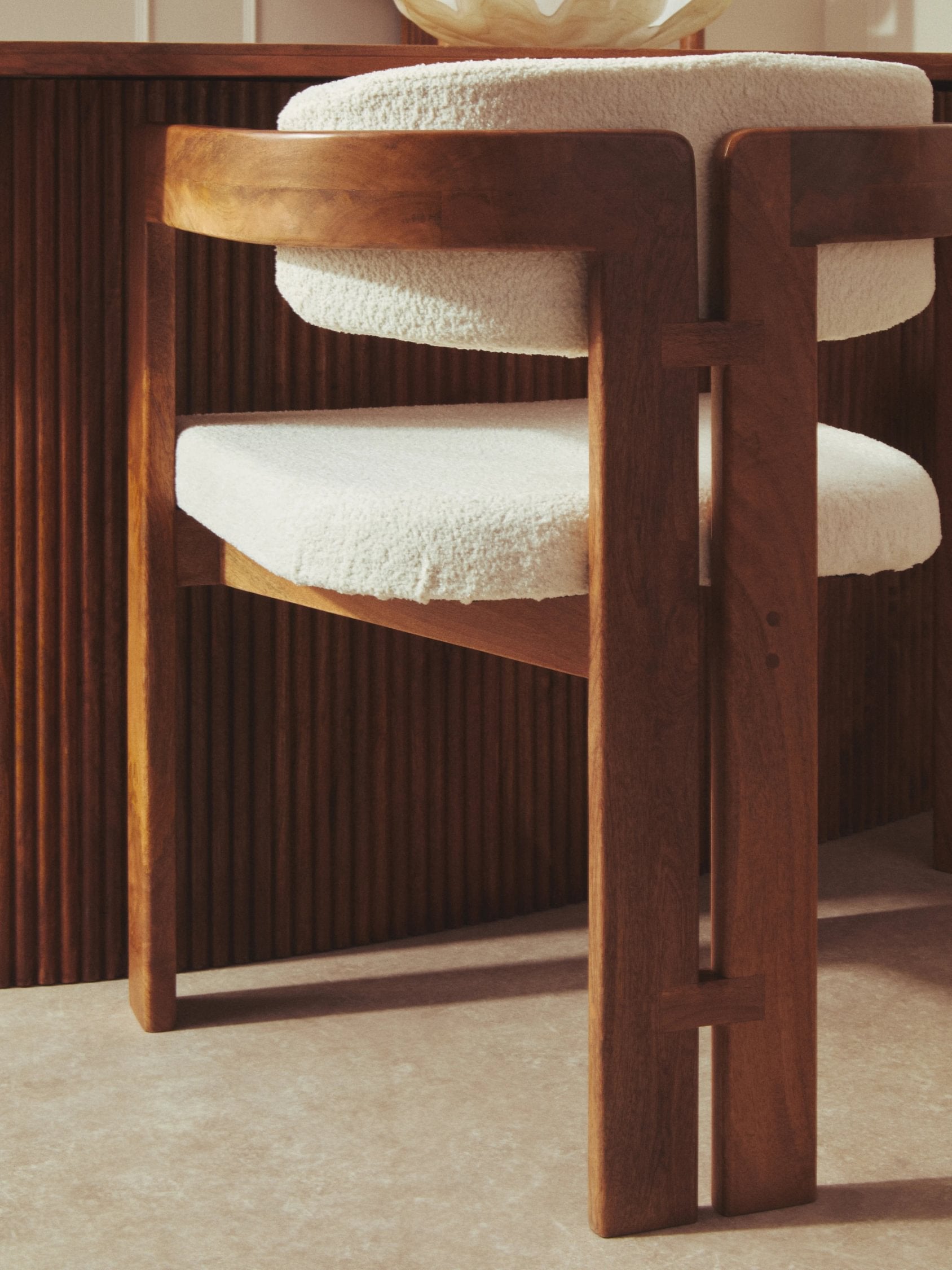 Tivoli Boucle Fabric & Mango Wood Dining Chair
