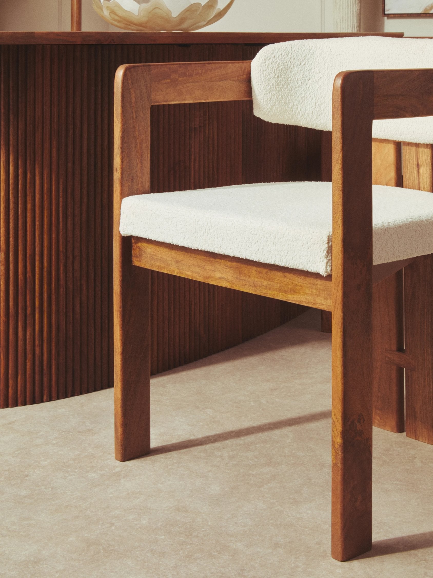 Tivoli Boucle Fabric & Mango Wood Dining Chair