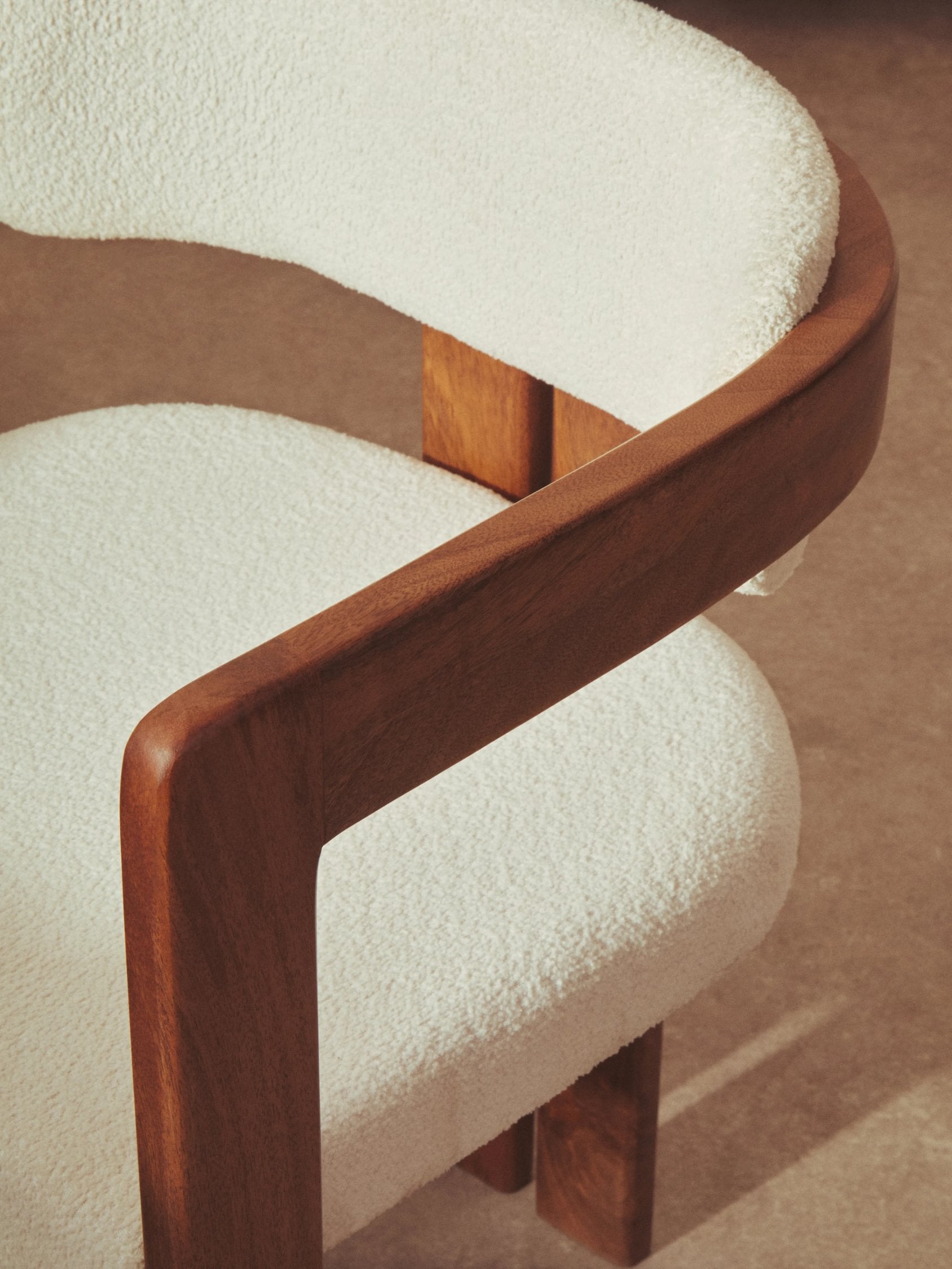 Tivoli Boucle Fabric & Mango Wood Dining Chair