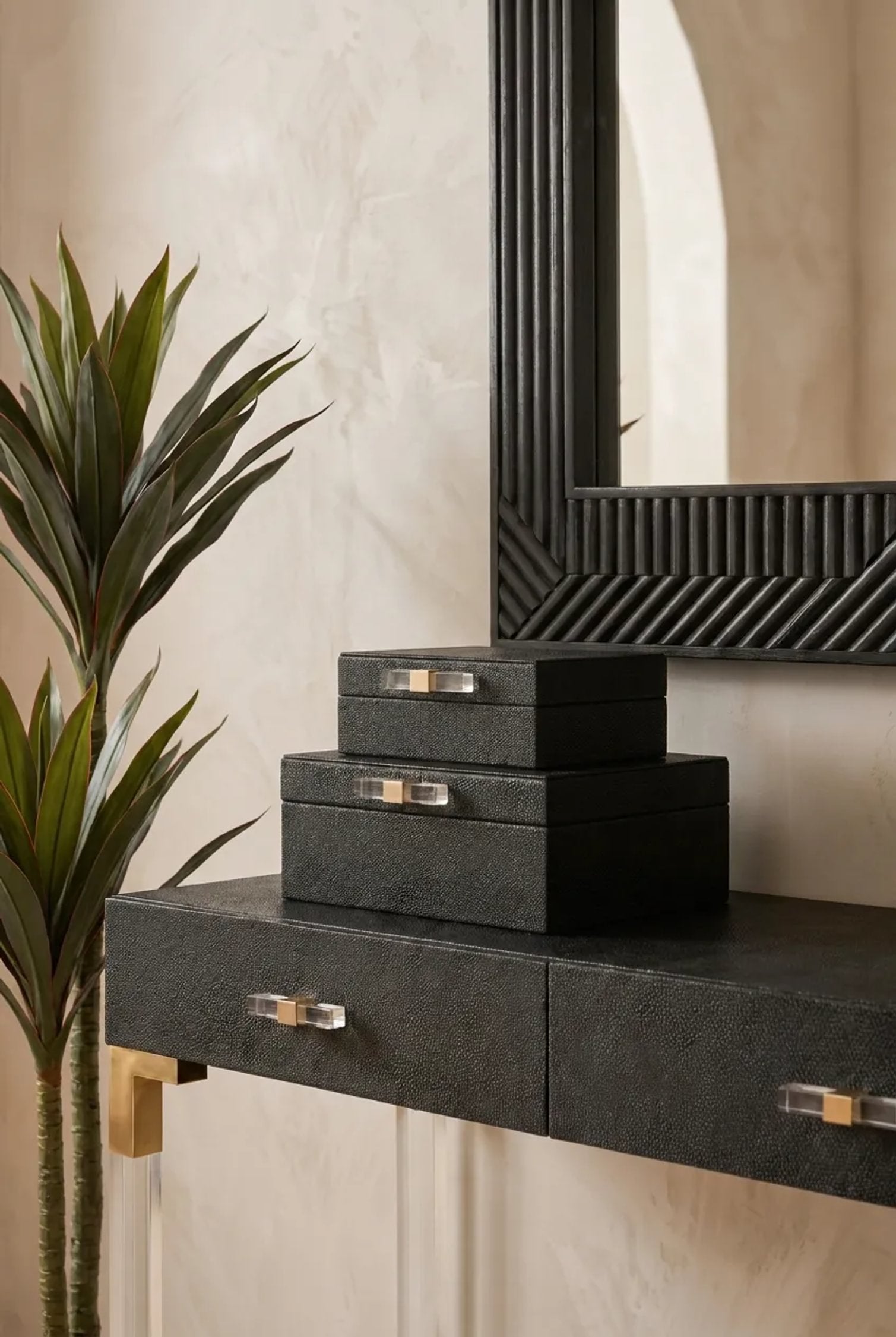 Set of 2 Belgravia Black Trinket Boxes