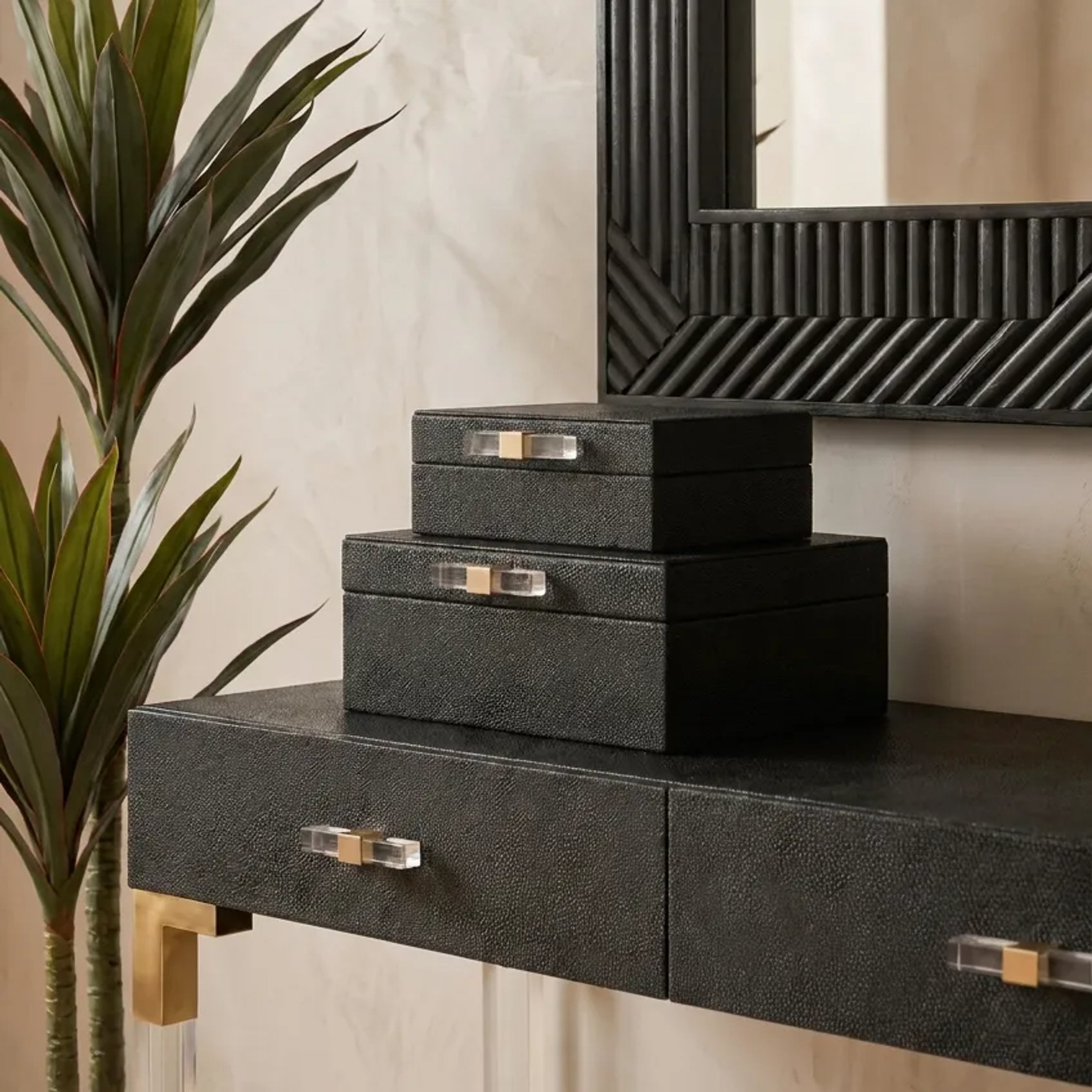 Set of 2 Belgravia Black Trinket Boxes