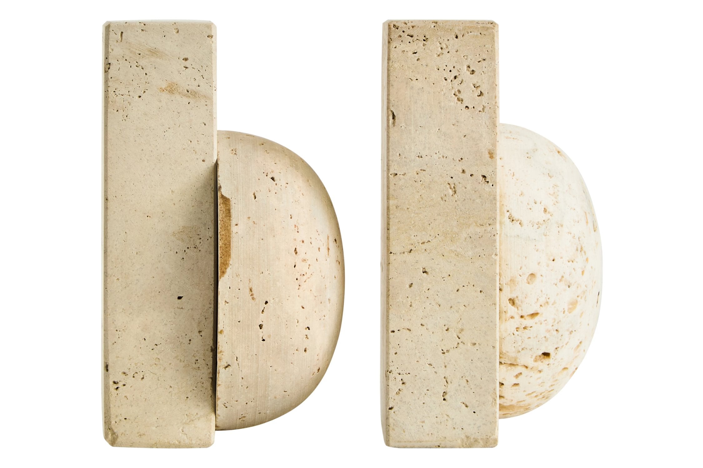 Set of 2 Terra Travertine Spherical Bookends