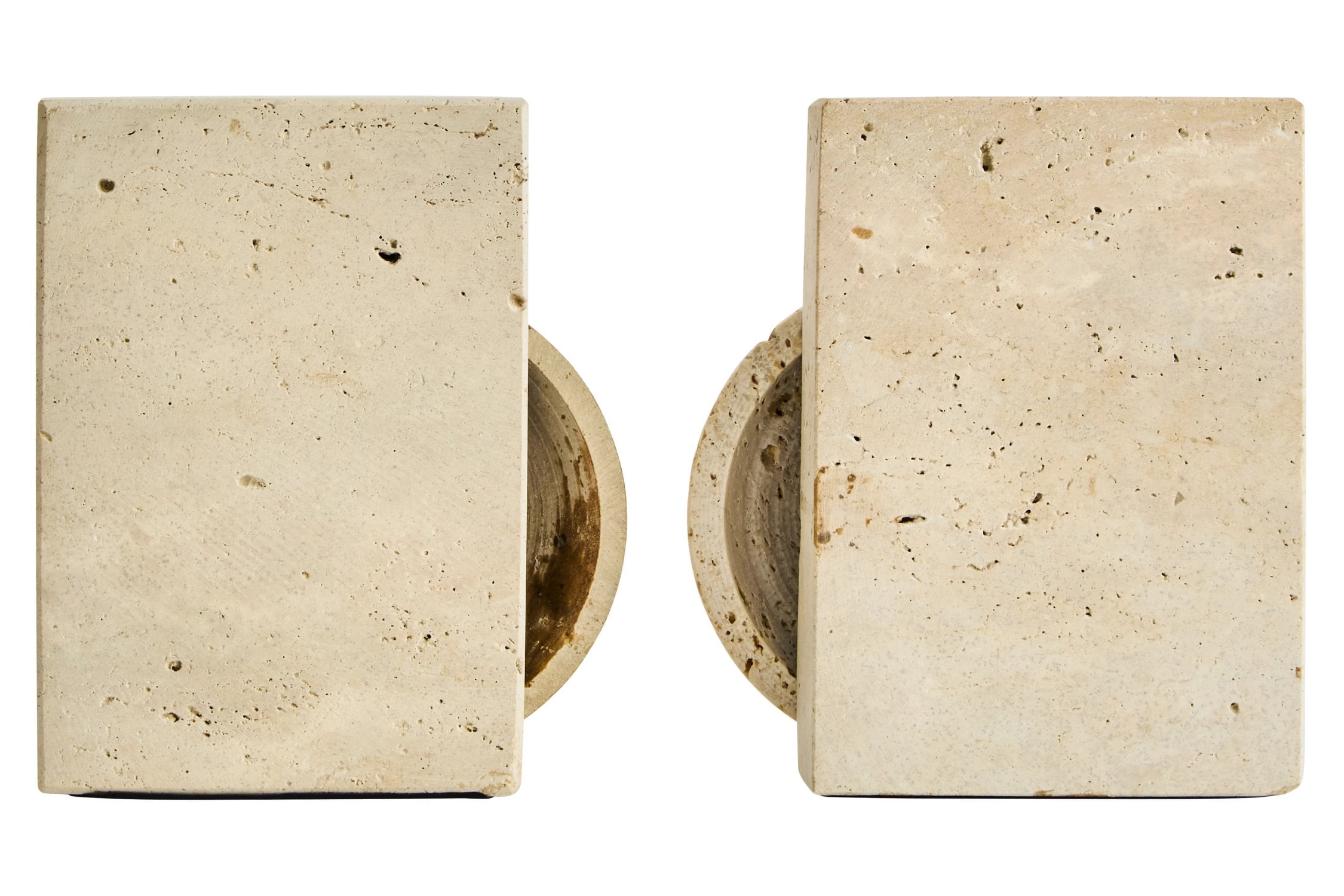 Set of 2 Terra Travertine Spherical Bookends