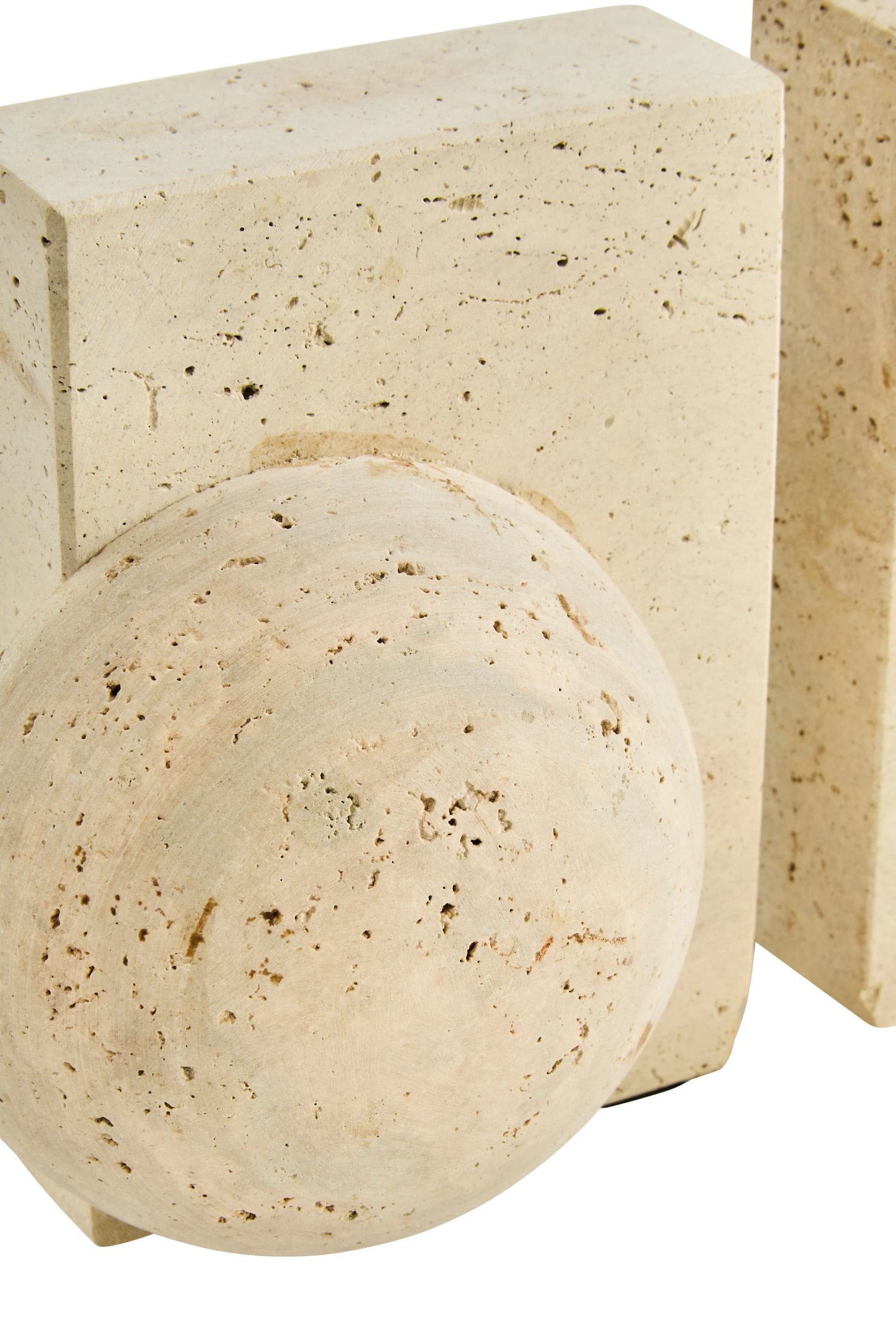 Set of 2 Terra Travertine Spherical Bookends