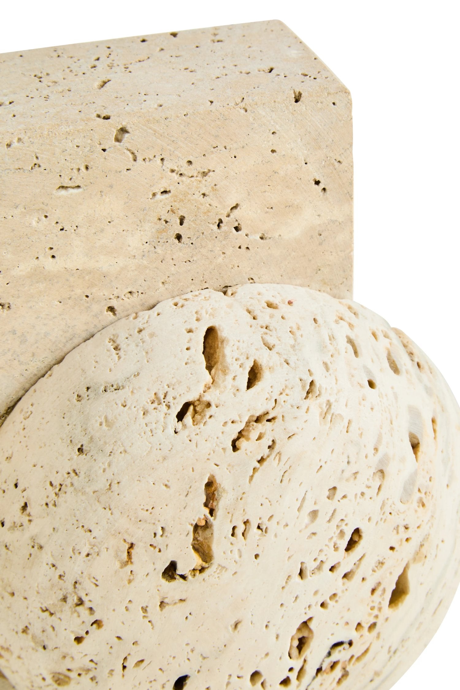 Set of 2 Terra Travertine Spherical Bookends