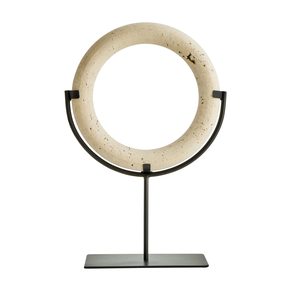 Terra Travertine Ring & Metal Stand Sculpture