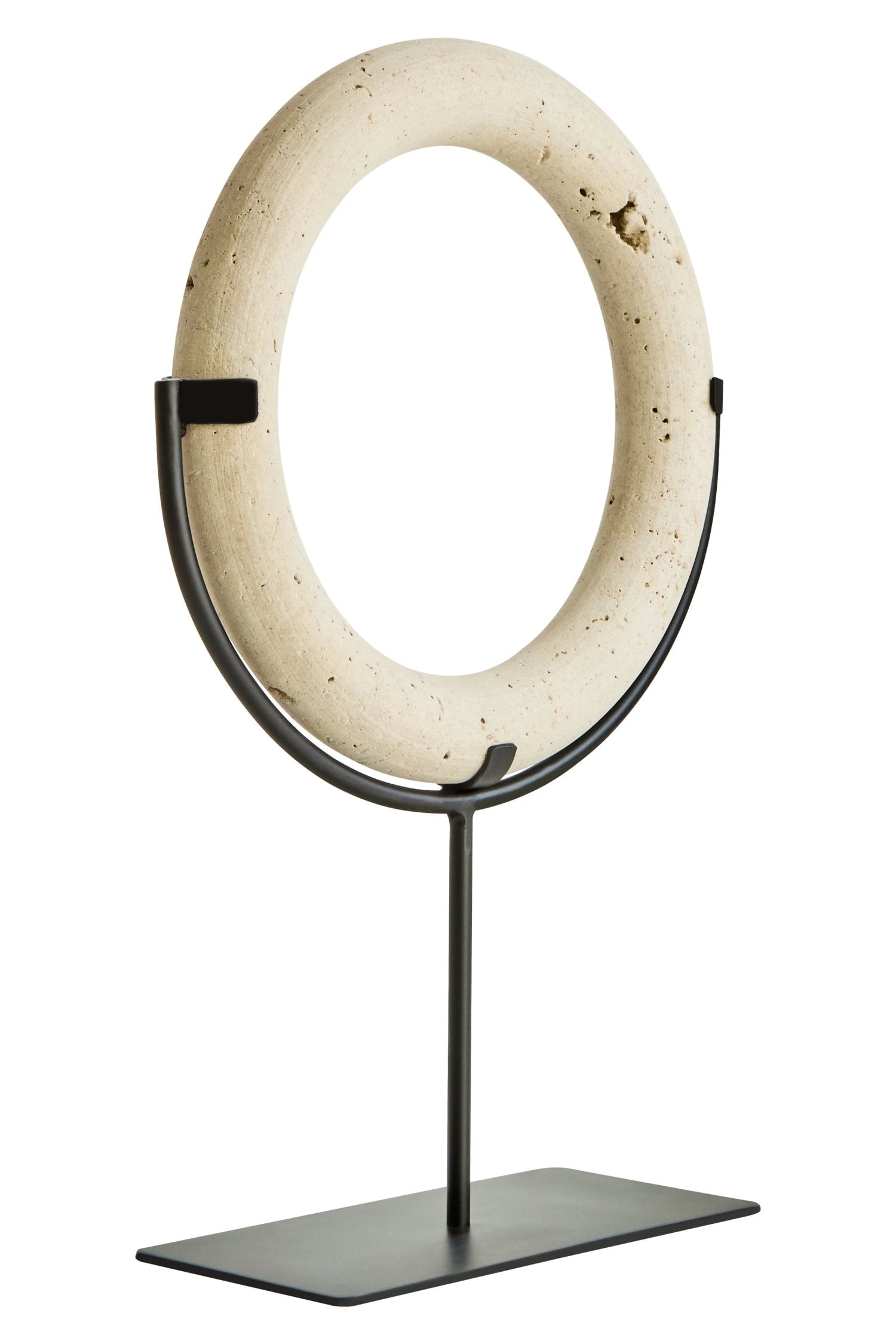 Terra Travertine Ring & Metal Stand Sculpture